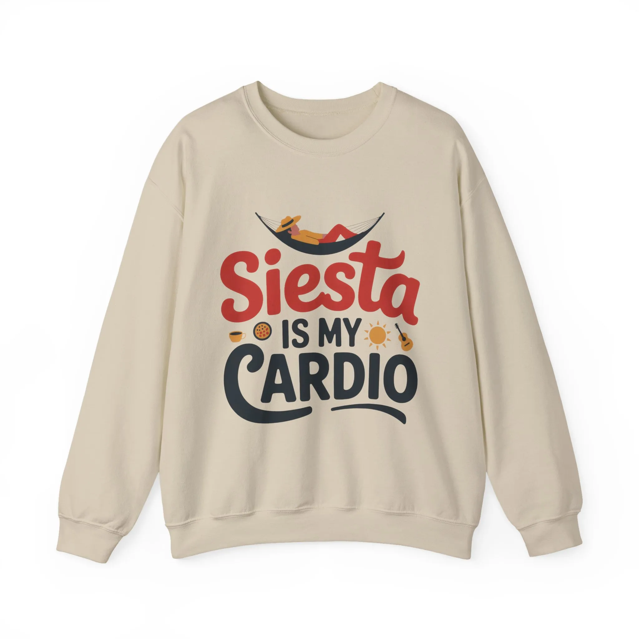 Mens Heavy Blend™ Crewneck Sweatshirt, Siesta Is My Cardio Funny Mens Sweatshirt Spain Gift - Image 4
