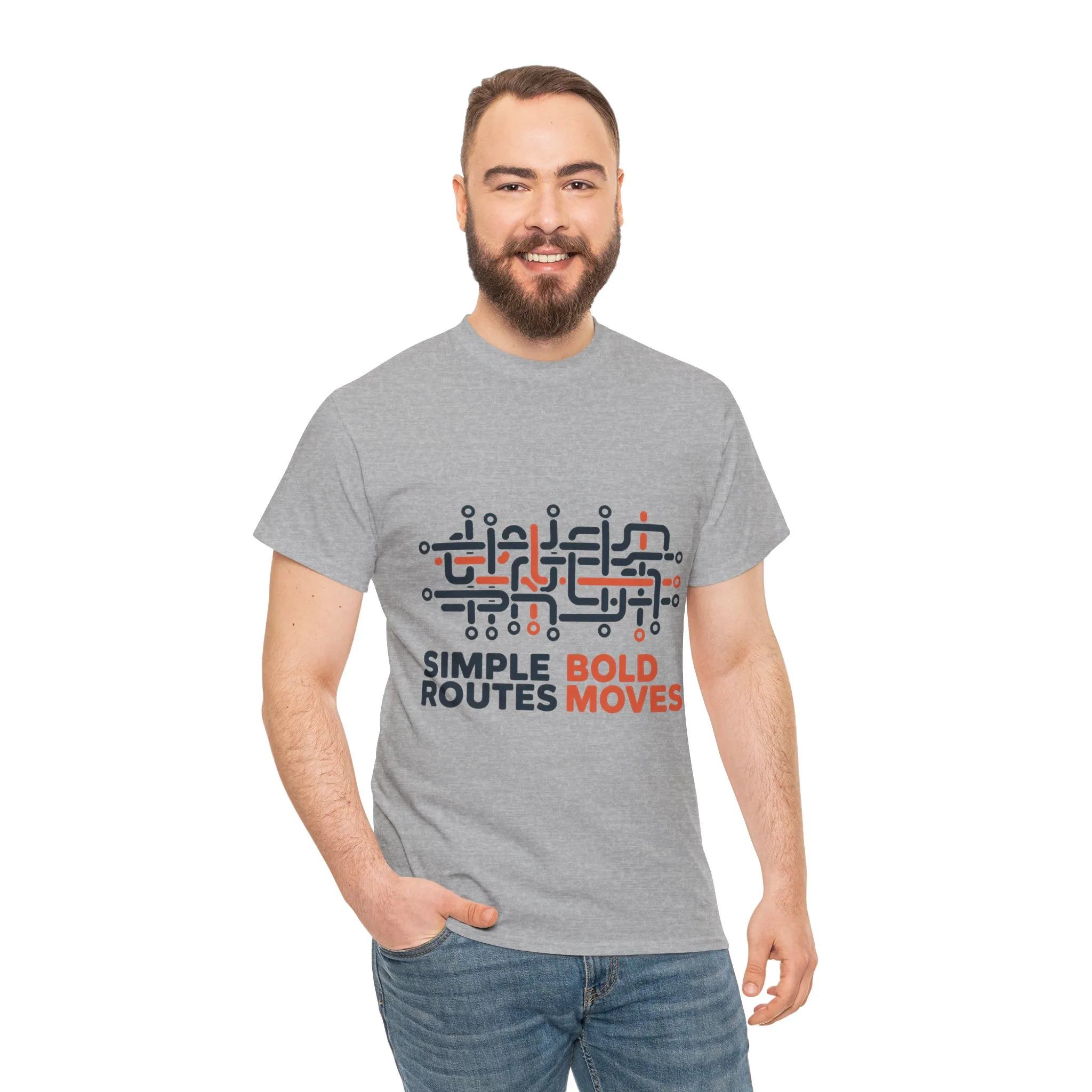 Simple Routes Bold Moves Mens T-Shirt, Minimal Urban Metro Map Graphic Tee - Image 5