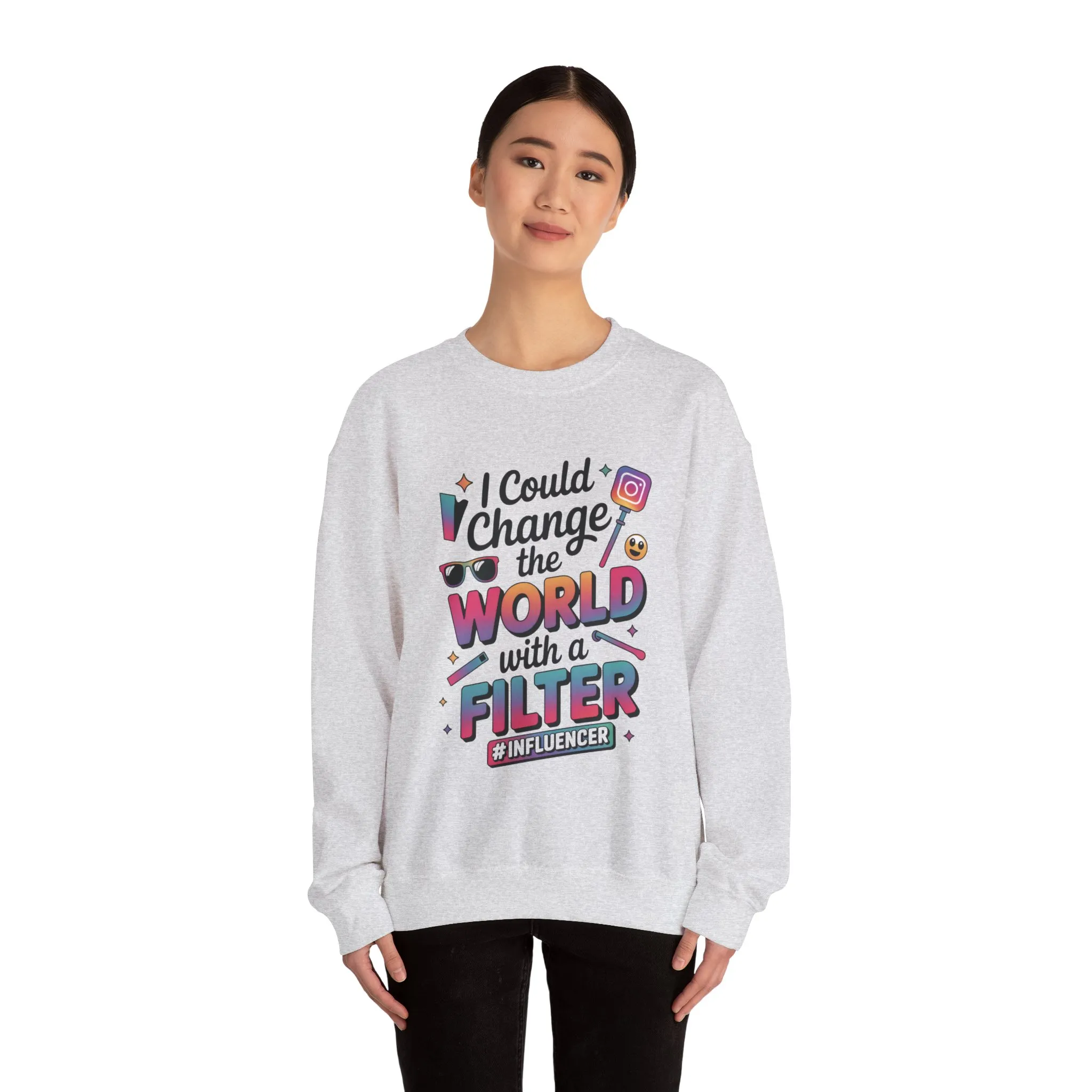 Womens Heavy Blend™ Crewneck Sweatshirt, Womens Influencer Sweatshirt, Funny Social Media Pullover, Cute Trendy Graphic Top - Image 8