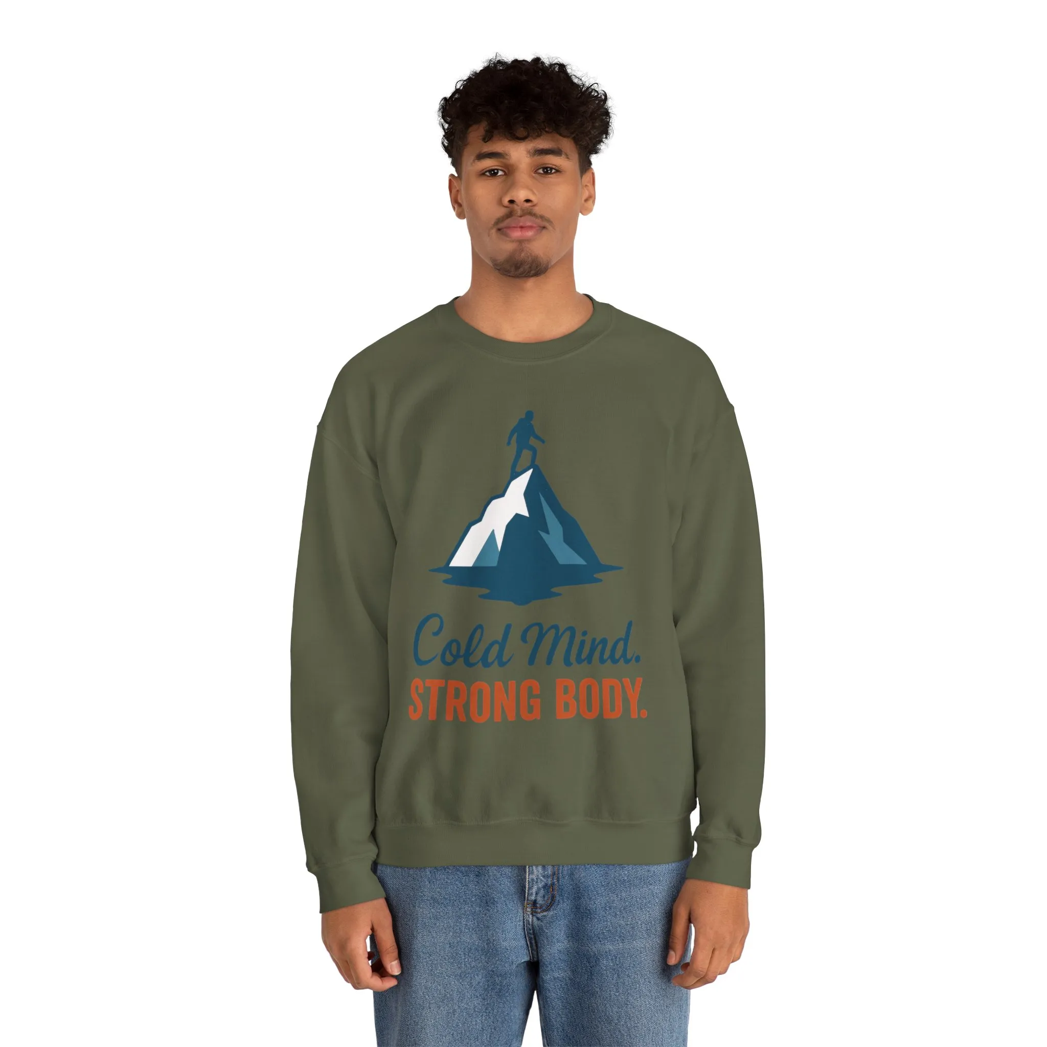 Mens Heavy Blend™ Crewneck Sweatshirt, Cold Mind Strong Body Sweatshirt, Nordic Mountain Minimalist Pullover - Image 19