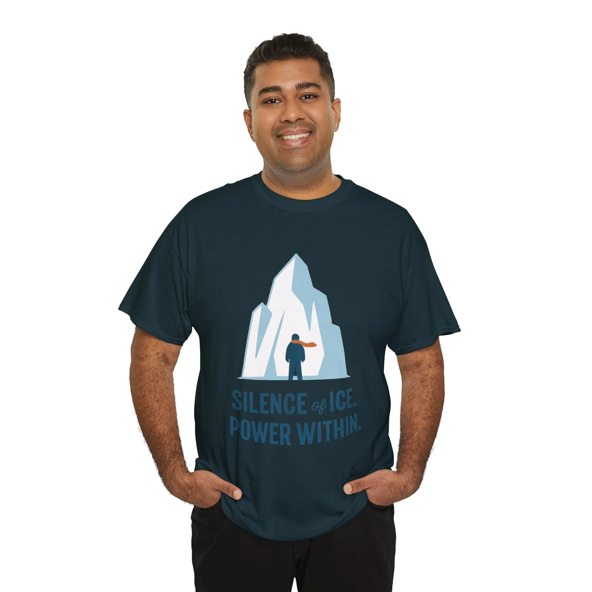 Silence of Ice Power Within Mens T-Shirt, Minimalist Nordic Iceberg Graphic Tee - Image 21