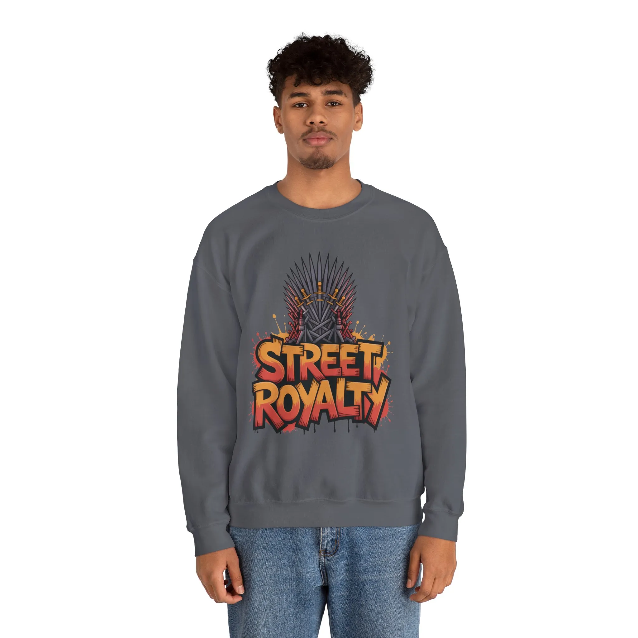 Street Royalty Men's Crewneck Sweatshirt, Graffiti Crown Graphic Pullover, Urban Streetwear Top for Men - Image 19