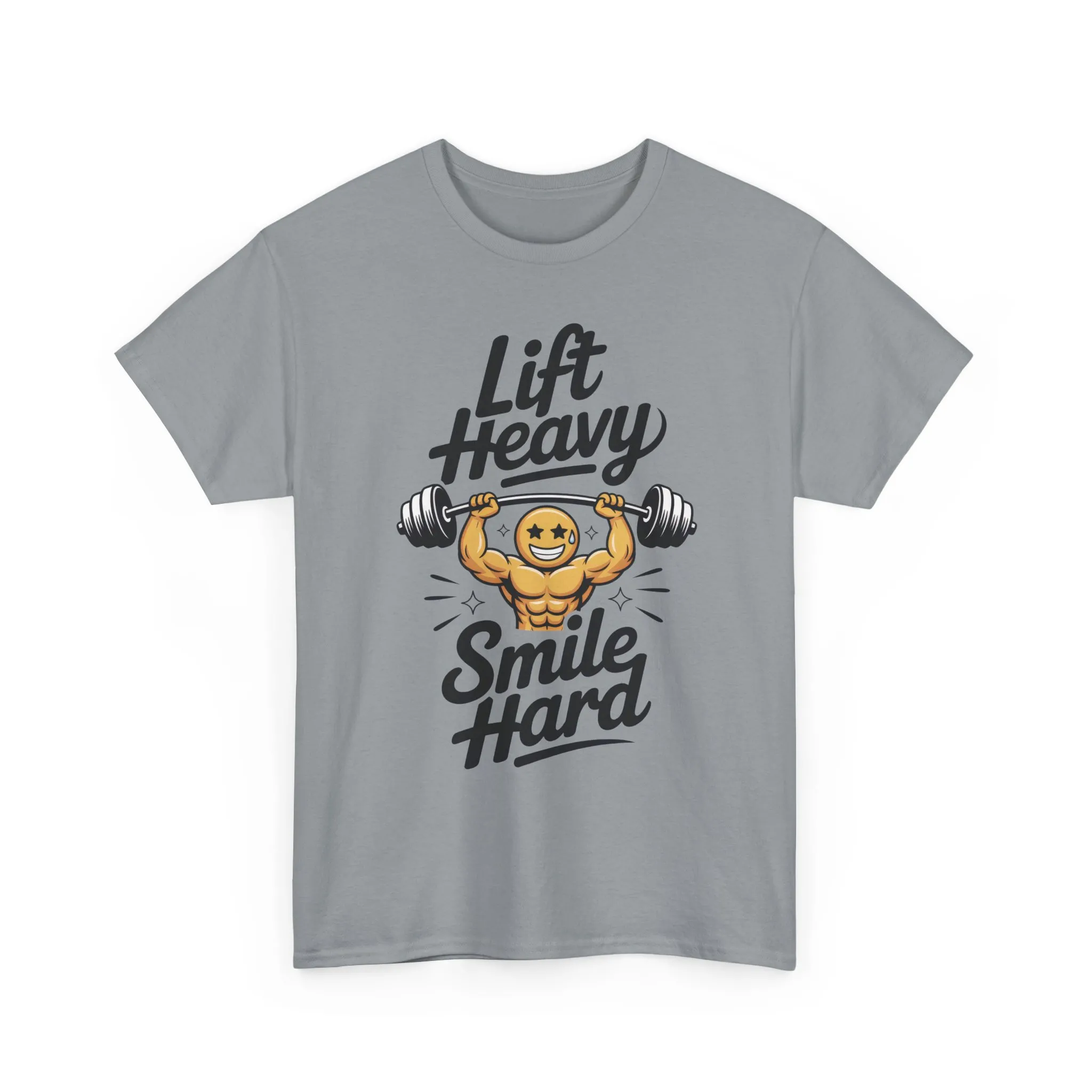 Mens Lift Heavy Smile Hard T-Shirt, Funny Gym Workout Graphic Tee, Mens Gym Tshirt - Image 13