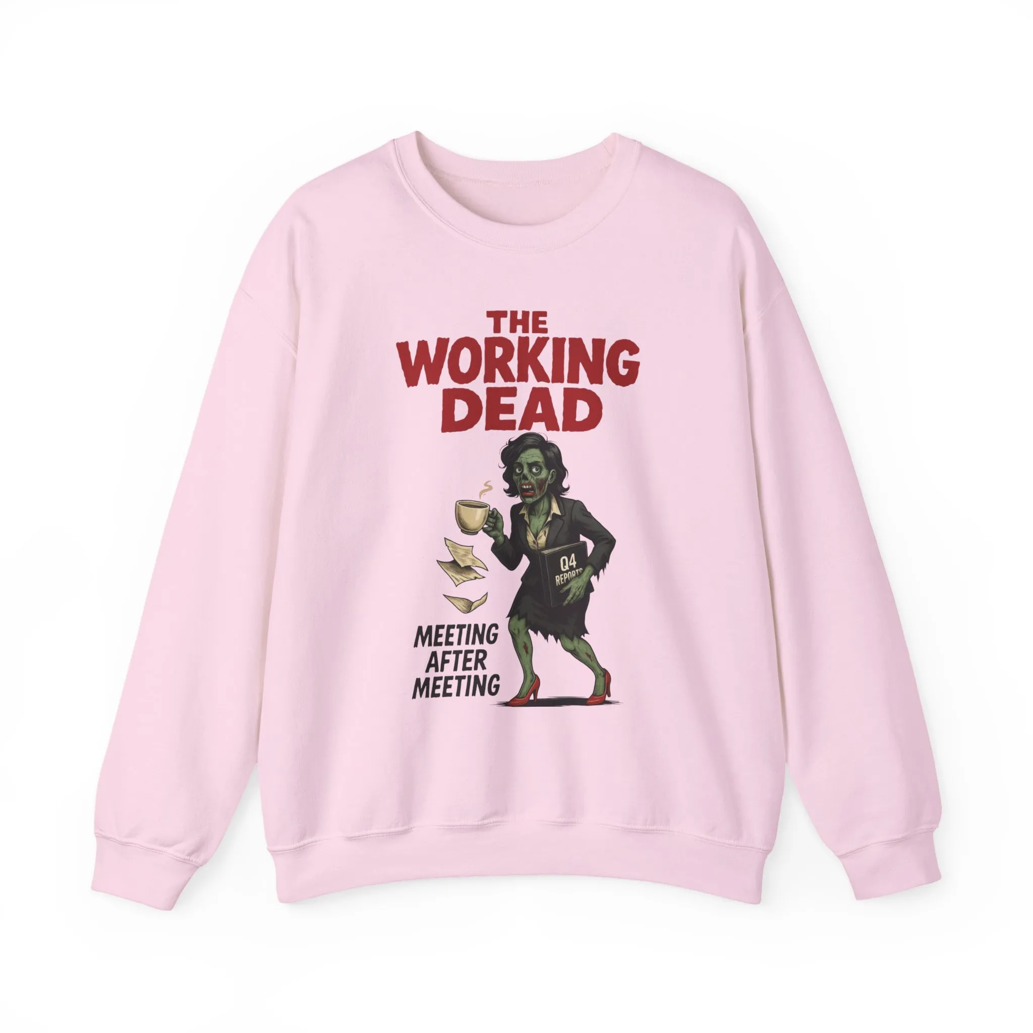 The Working Dead Women's Funny Zombie Sweatshirt, Office Humor Crewneck, Halloween Work Top - Image 19