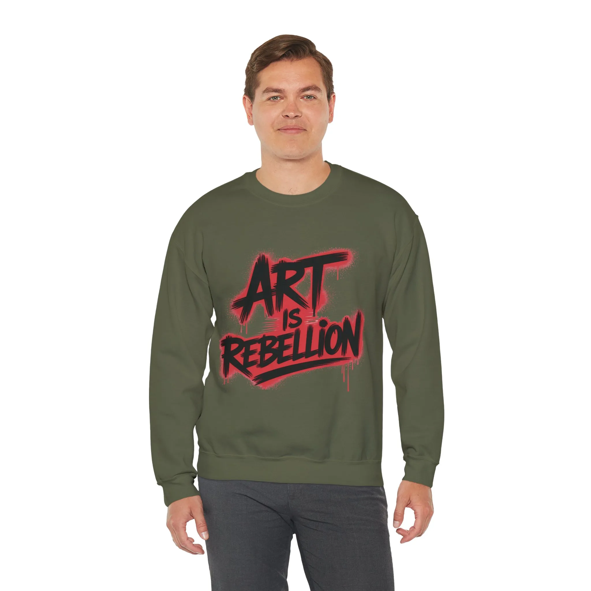 Men's Heavy Blend™ Crewneck Sweatshirt, Art Is Rebellion Men's Crewneck Sweatshirt, Graffiti Street Art Pullover, Urban Rebellion Streetwear - Image 12