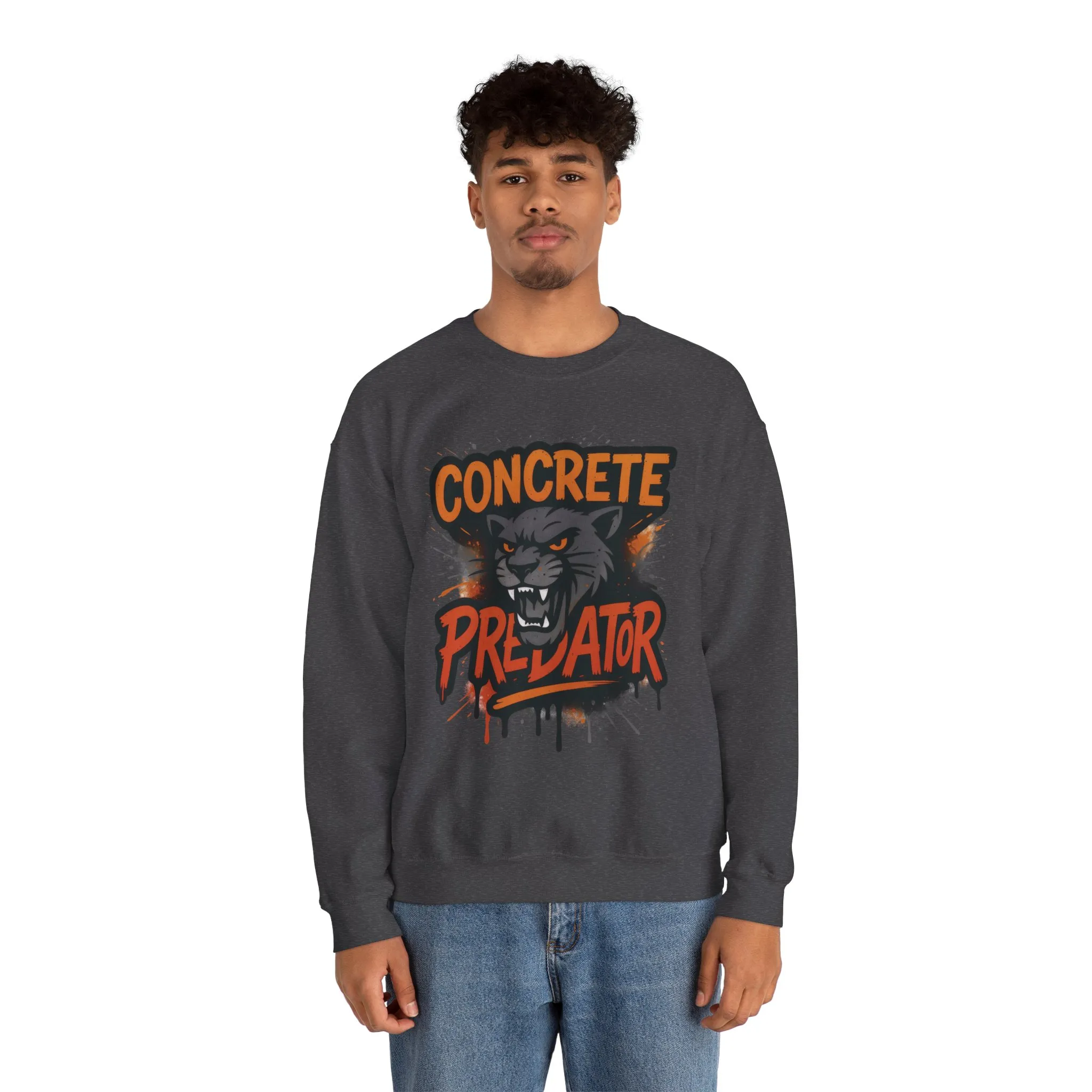 Mens Heavy Blend™ Crewneck Sweatshirt, Concrete Predator Mens Panther Crewneck Sweatshirt