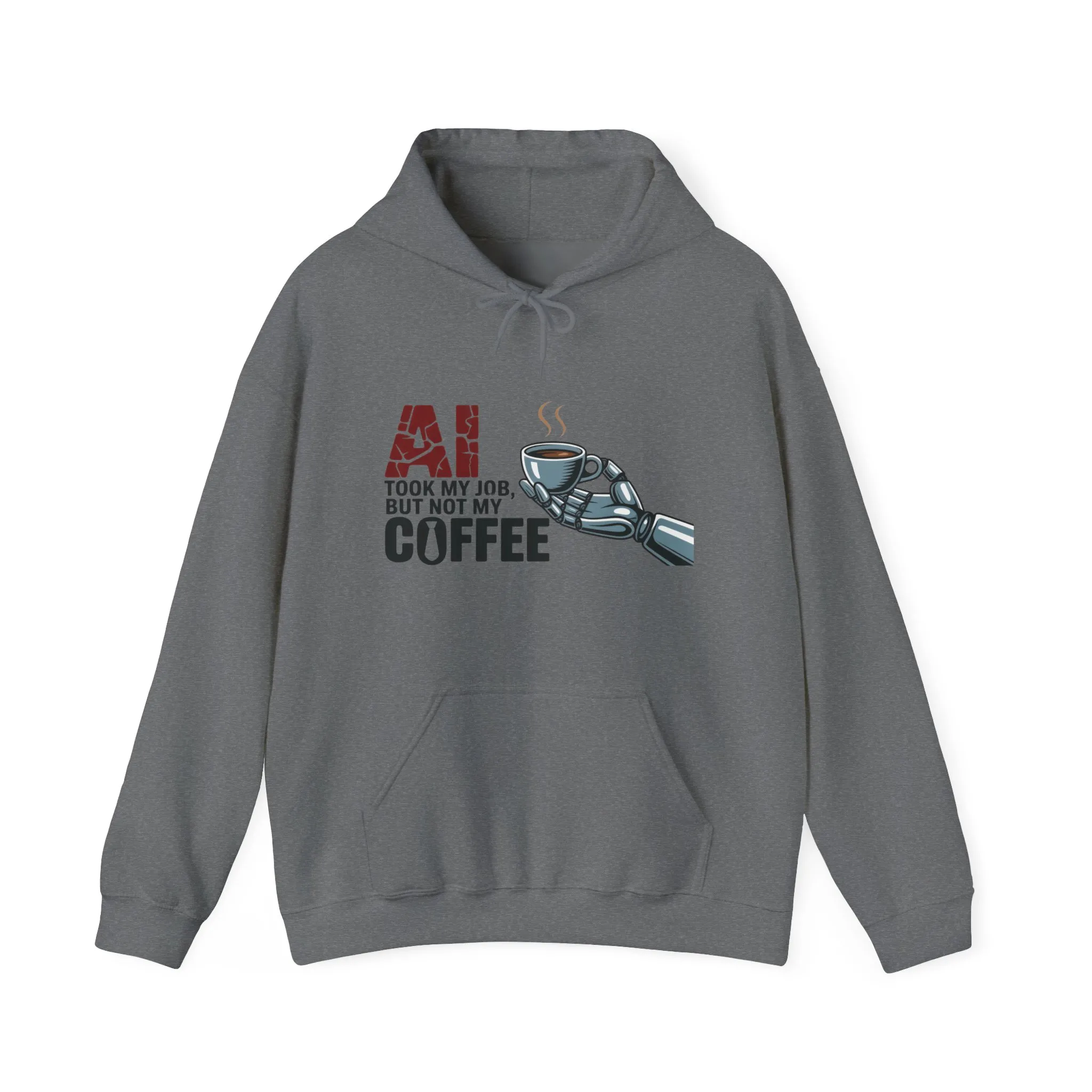 AI Coffee Hoodie, Funny Robot Humor Pullover, Geek Job Joke Sweatshirt Gift, Men's Heavy Blend™ Hooded Sweatshirt, Sarcastic Work Shirt - Image 9