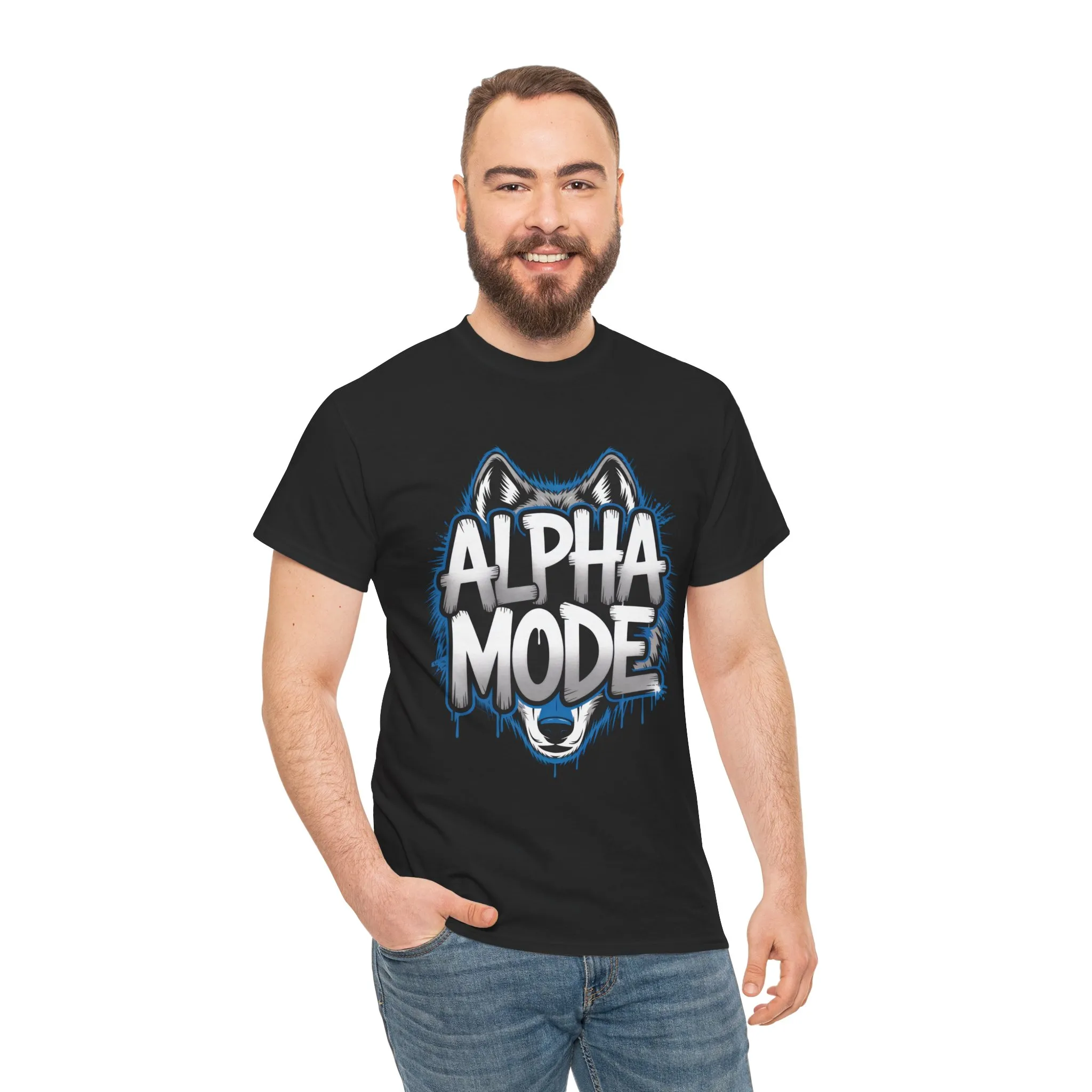 Alpha Mode Wolf Graphic Mens T-Shirt Streetwear, Alpha Tee, Wolf Tee, Street Tee, Wolf Art - Image 5