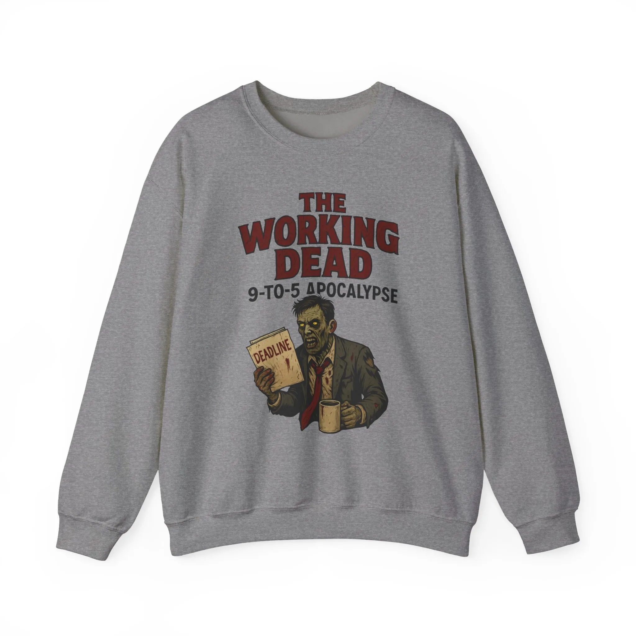 Men's The Working Dead 9-to-5 Apocalypse Sweatshirt, Funny Office Zombie Horror Pullover, Halloween Zombie Work Top - Image 10