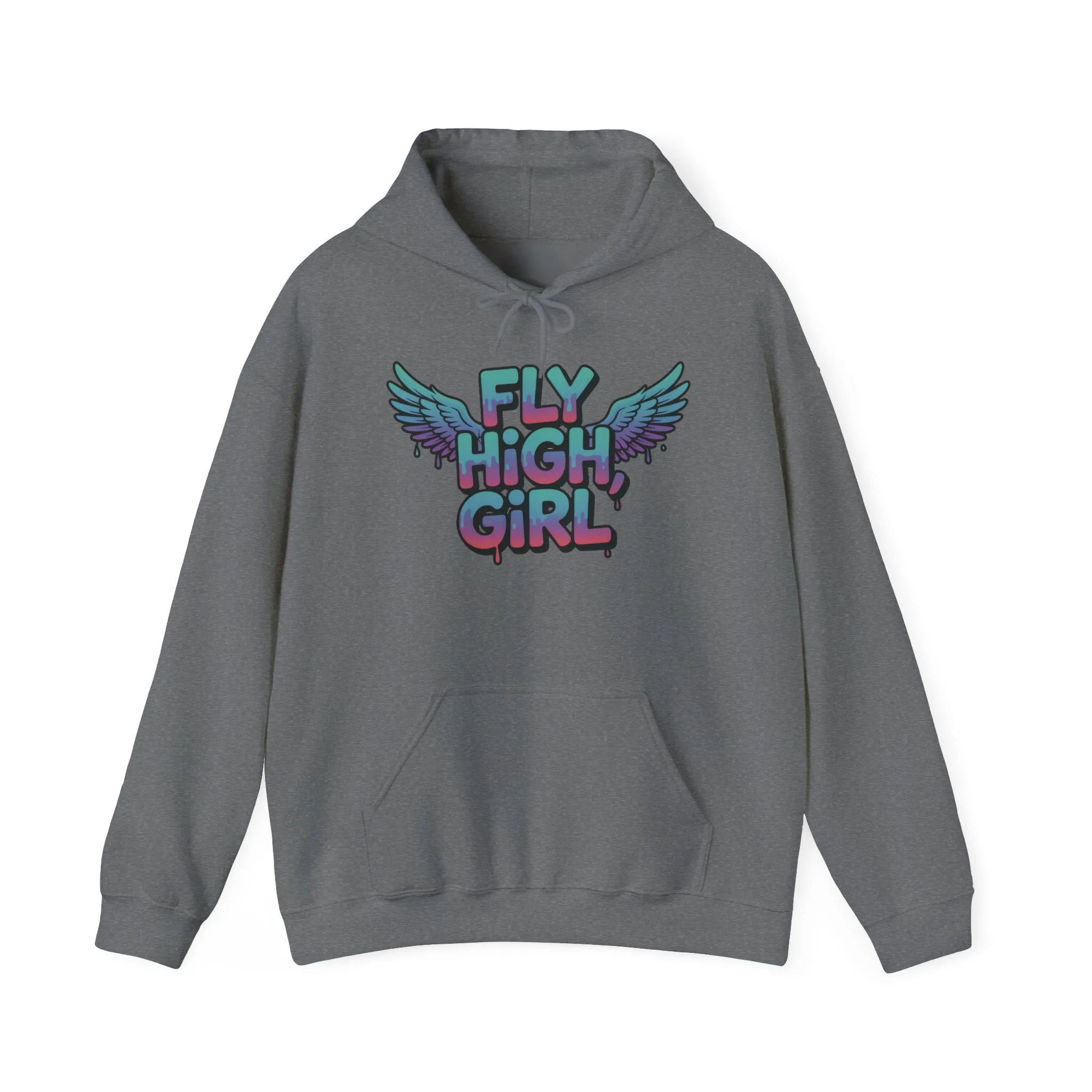 Women's Hoodie Fly High Girl, Angel Wings Graffiti Drip Graphic Pullover, Streetwear Hoodie - Image 9