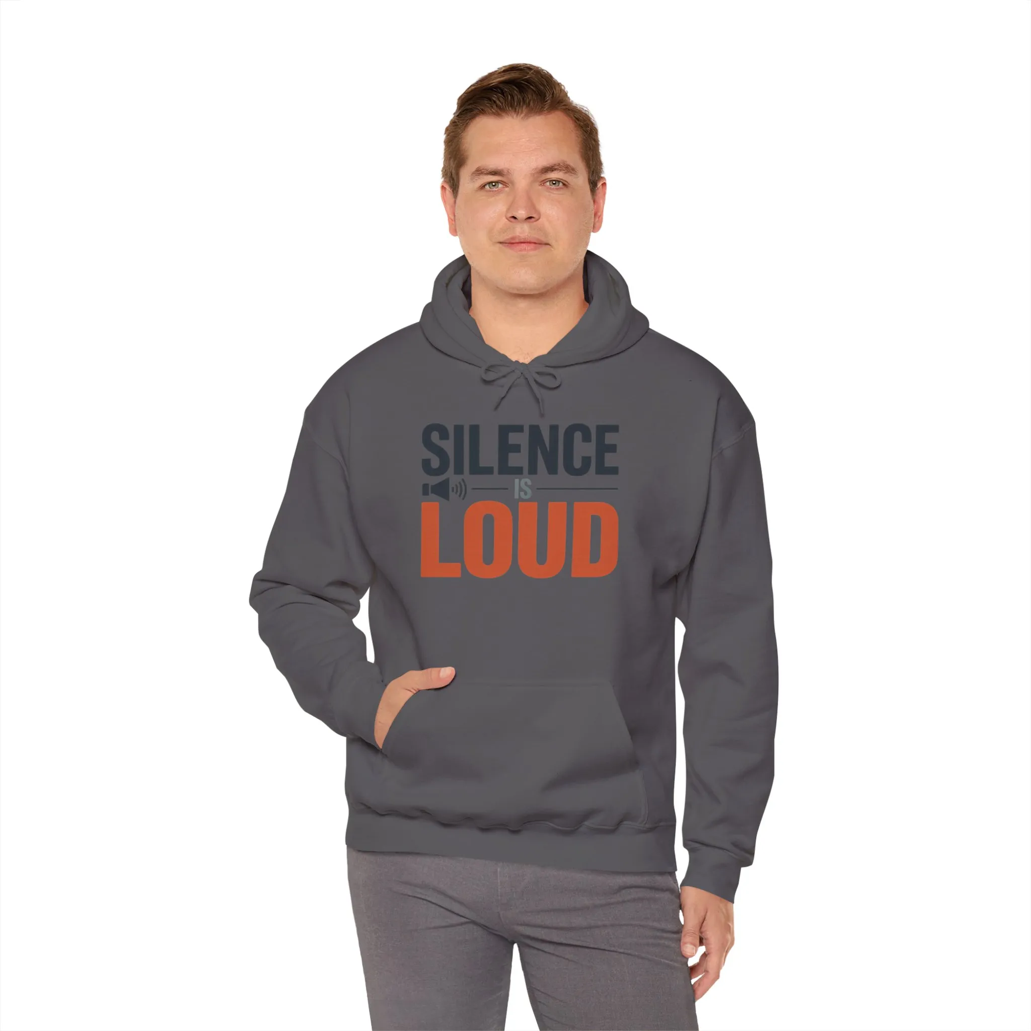 Mens Heavy Blend™ Hooded Sweatshirt, Silence Is Loud Graphic Motivational Mens Hoodie - Image 28