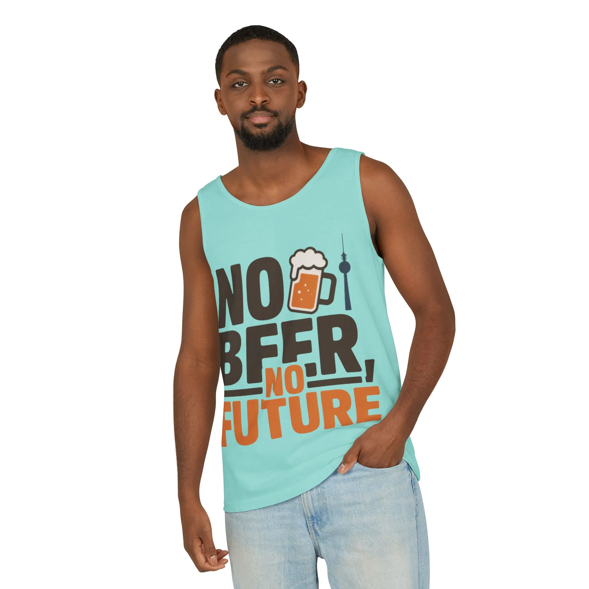 Mens Garment-Dyed Tank Top, No Beer No Future Funny Beer Mens Tank Top - Image 10