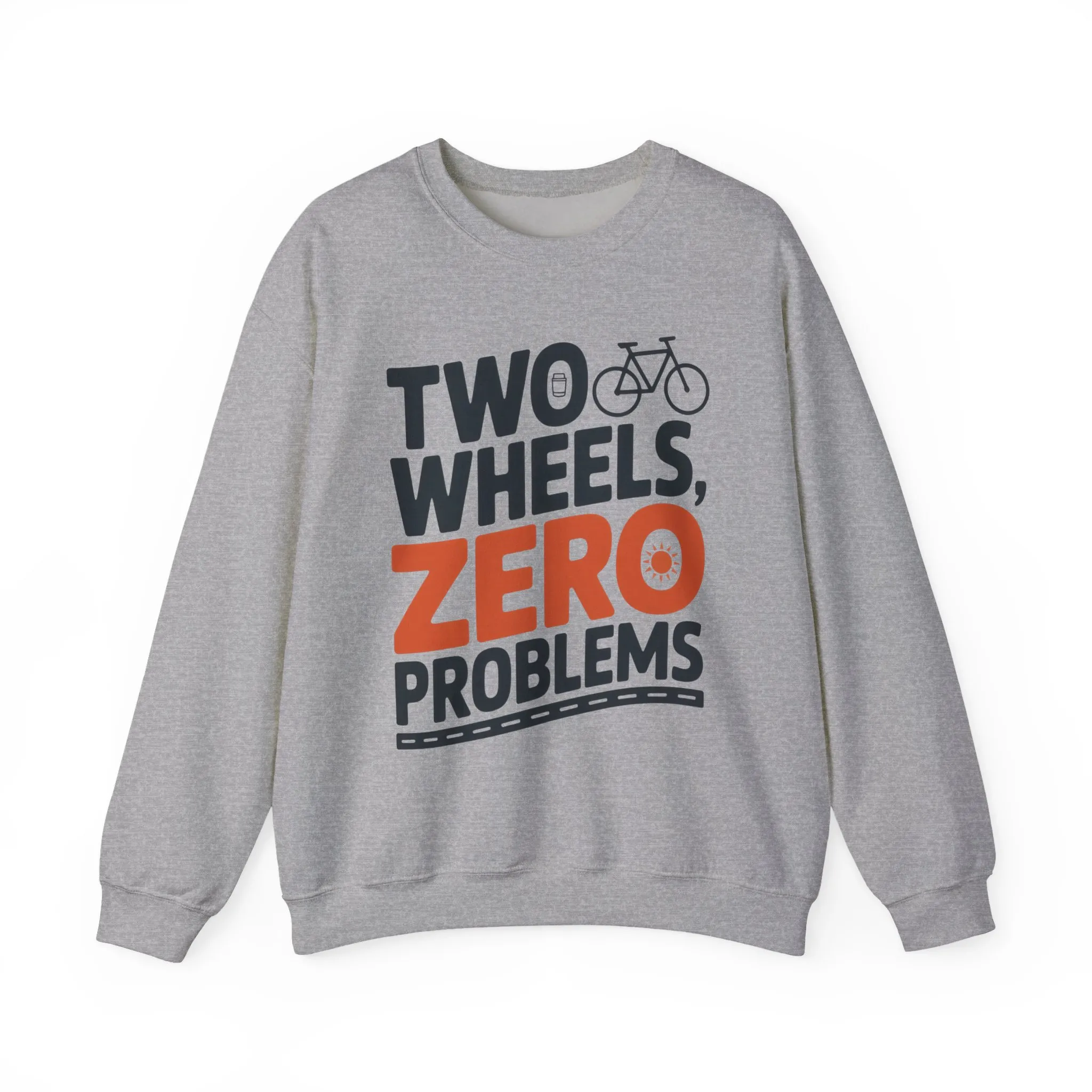 Mens Heavy Blend™ Crewneck Sweatshirt, Two Wheels Zero Problems Mens Casual Biker Sweatshirt, Gift for Cyclists - Image 7