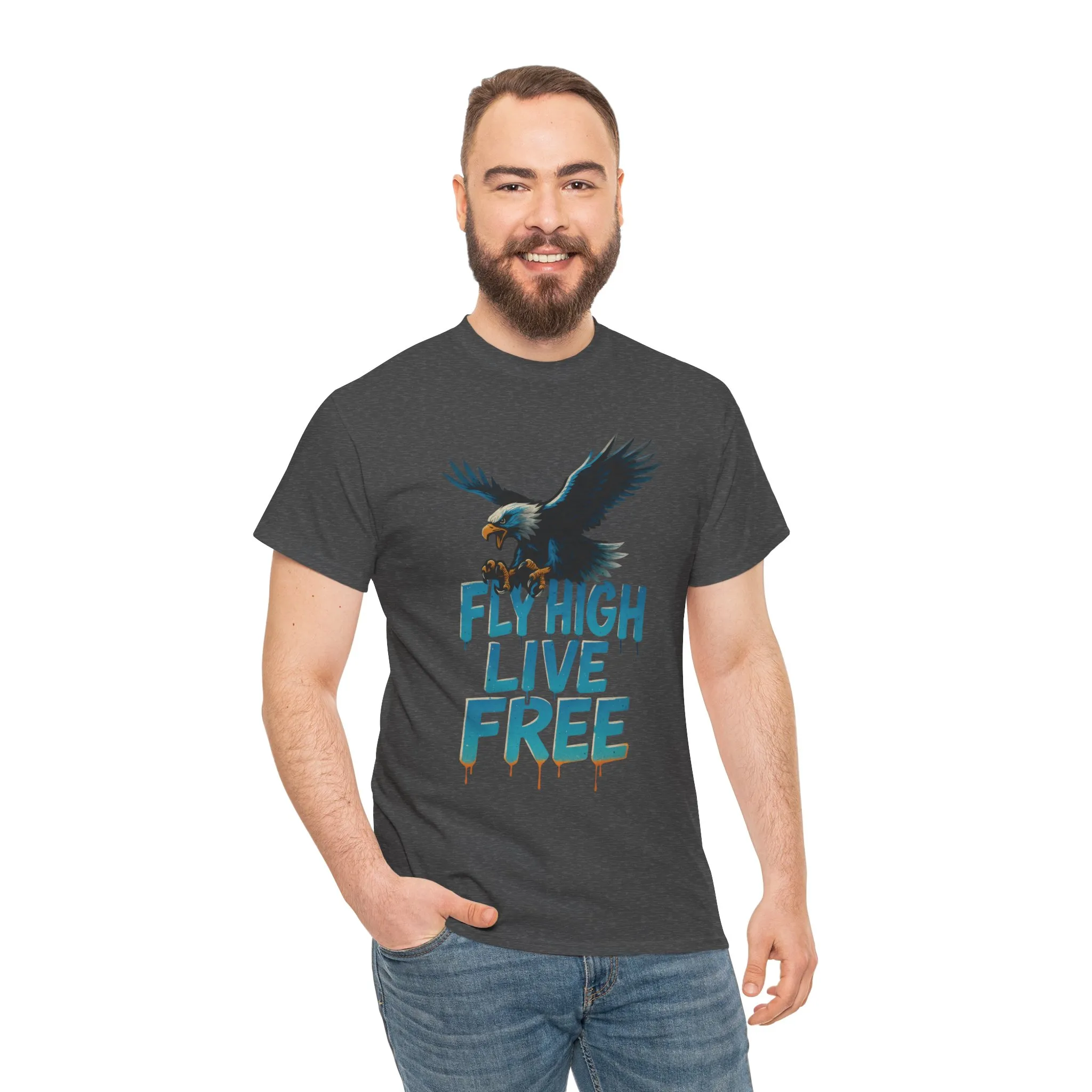 Fly High Live Free Eagle Graphic Mens T-Shirt, Eagle Tee, Fly Free Tee, Wild Flight - Image 17