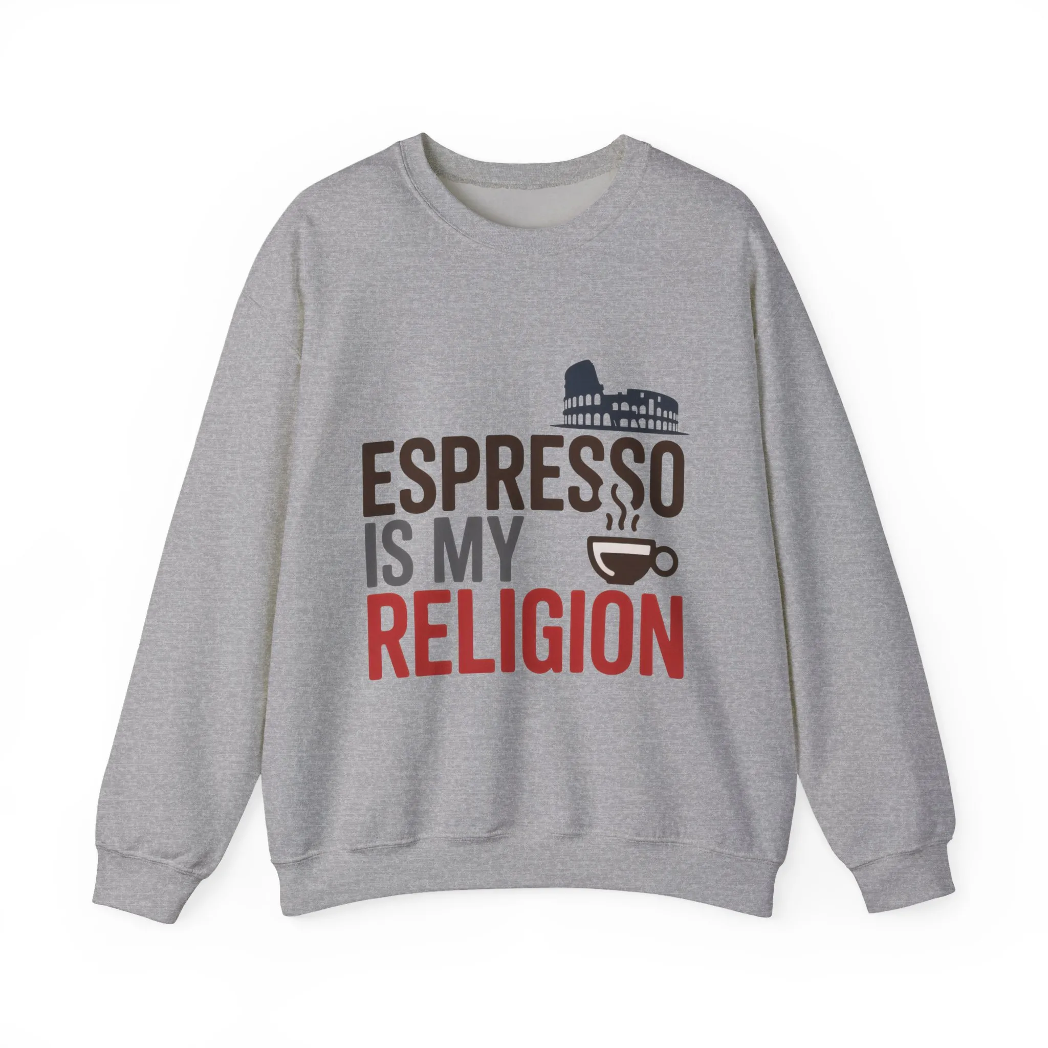Mens Heavy Blend™ Crewneck Sweatshirt, Espresso Is My Religion Coffee Rome Mens Sweatshirt, Barista Gift, Coffee Lover Gift - Image 7