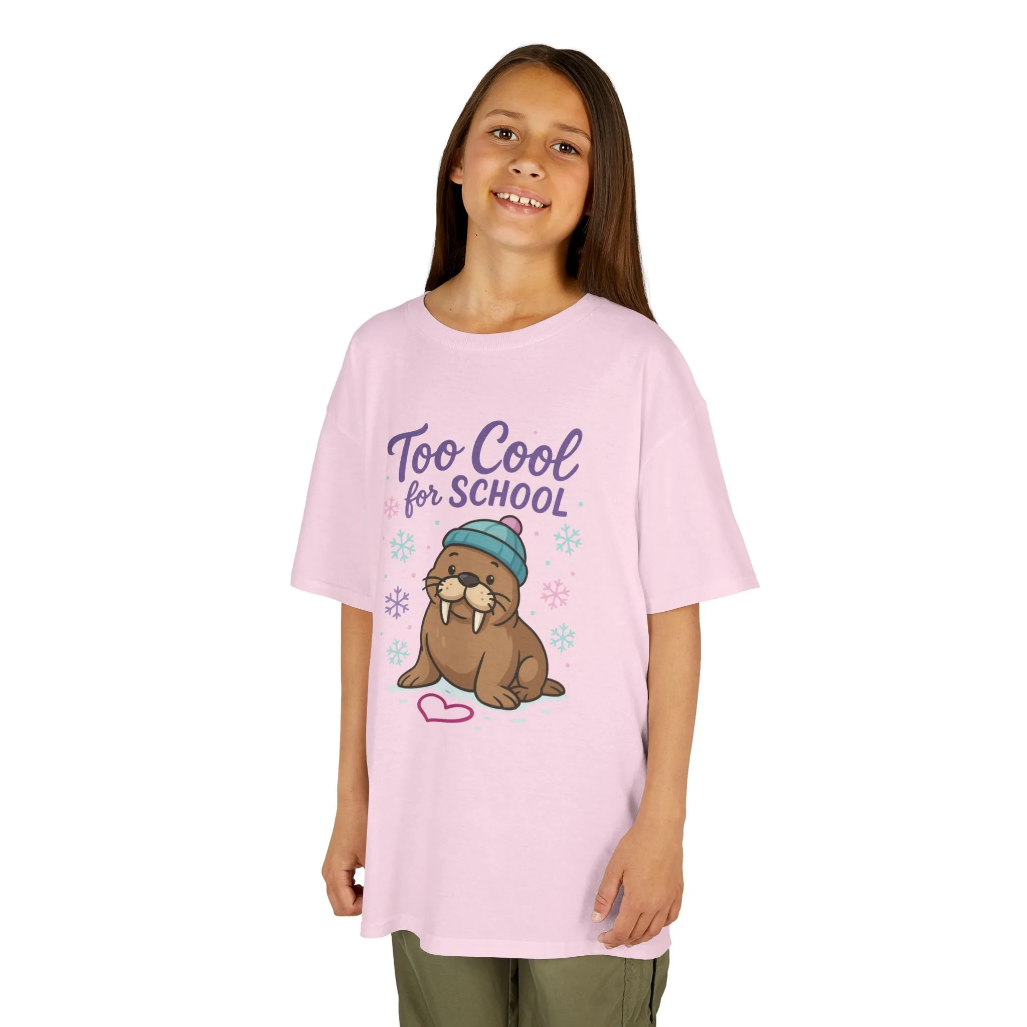 Kids Heavy Cotton™ Tee, Kids Too Cool for School Walrus T-Shirt, Cute Animal Graphic Tee, Funny Winter Shirt - Image 23