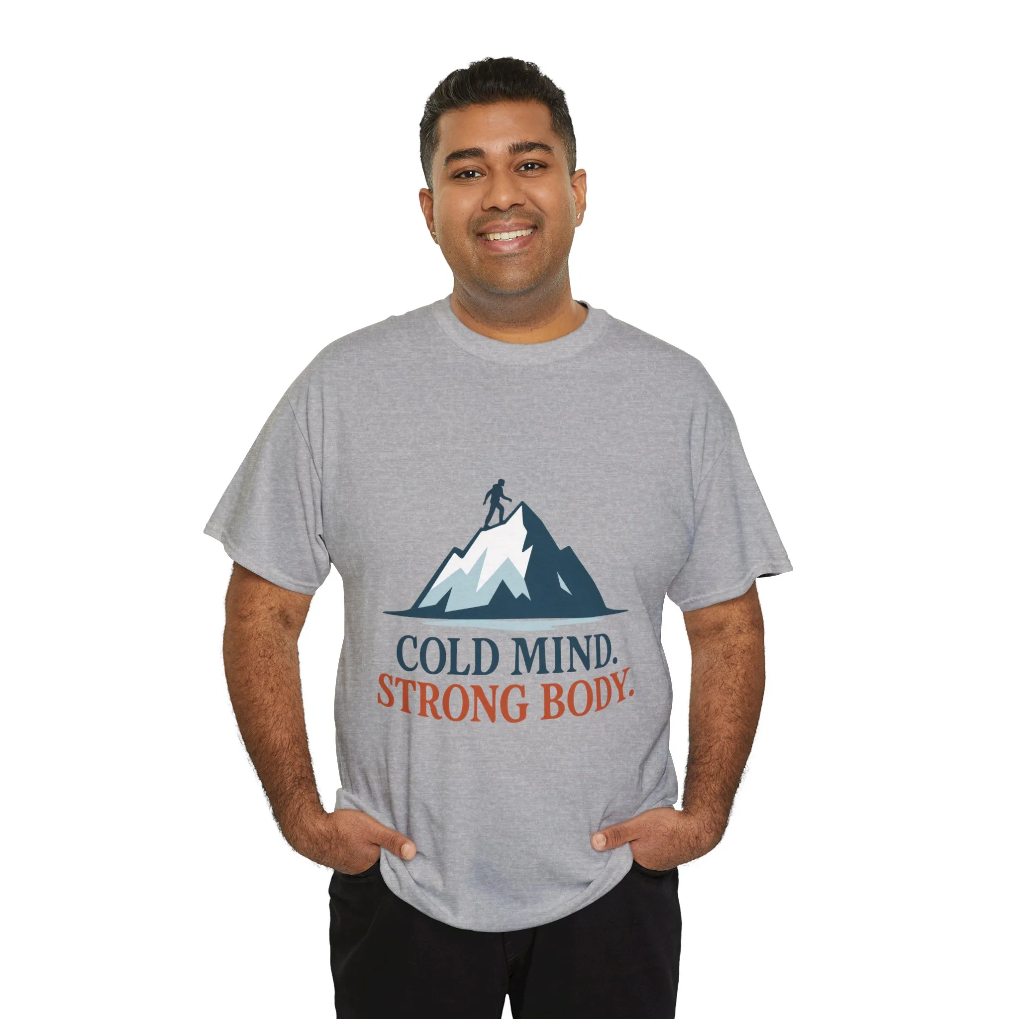 Cold Mind Strong Body Mens T-Shirt, Nordic Minimalist Mountain Hiking Tee - Image 12