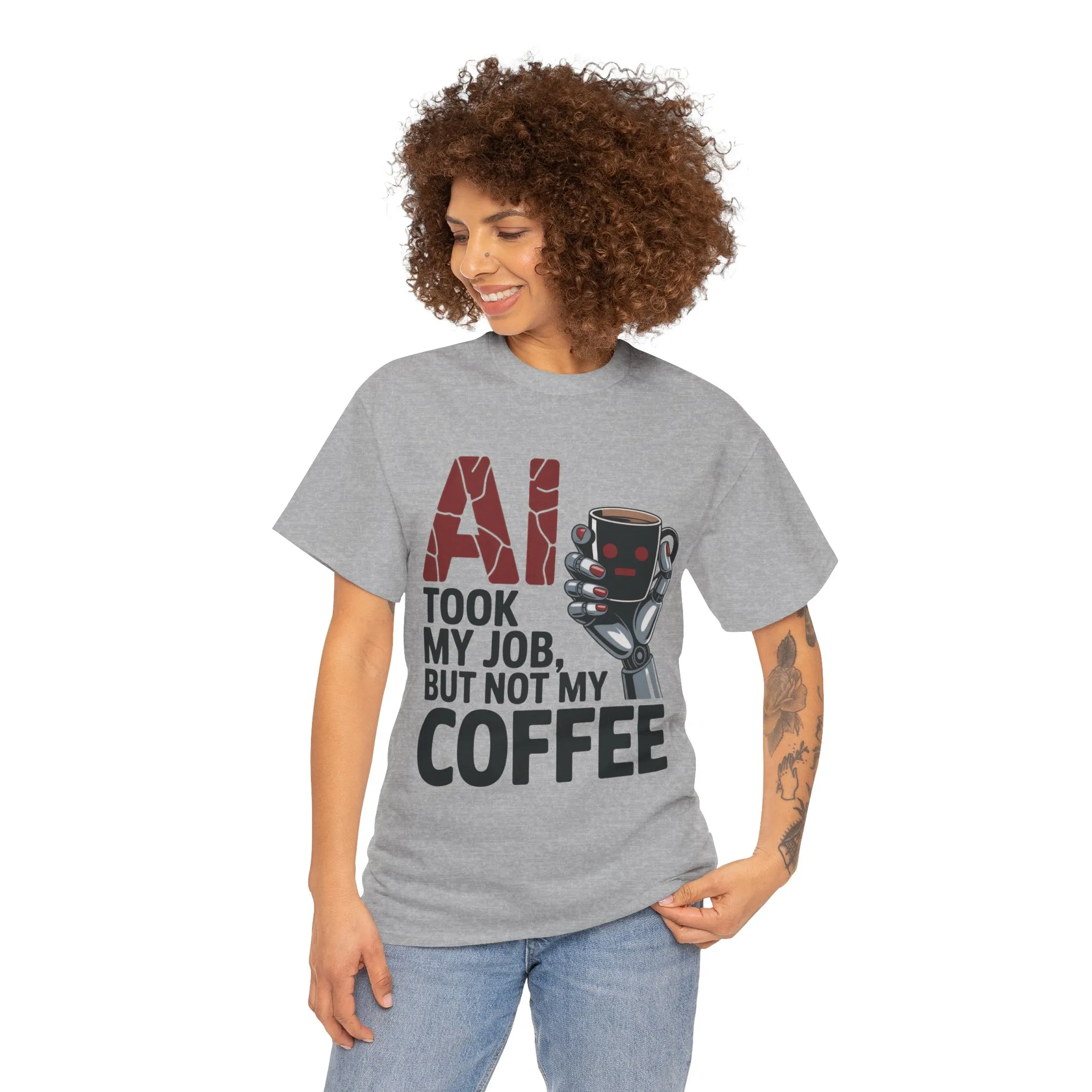 Women's AI Coffee T-Shirt, Funny Robot Job Humor Tee, Geek Sarcastic Gift for Her, Sarcastic Work Shirt, Career Humor - Image 8