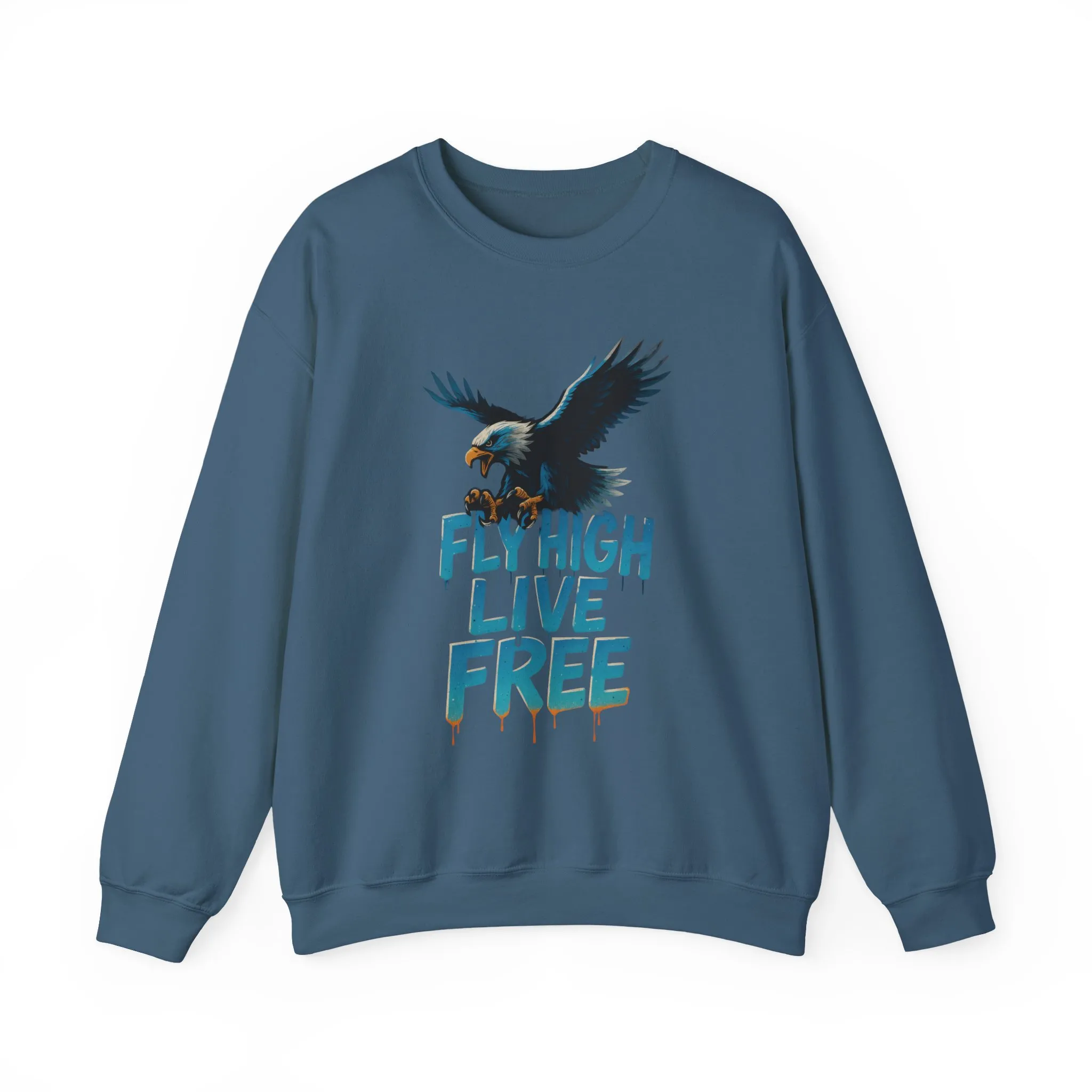Mens Heavy Blend™ Crewneck Sweatshirt, Fly High Live Free Mens Eagle Graphic Sweatshirt - Image 16