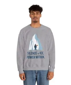 Mens Heavy Blend™ Crewneck Sweatshirt, Silence of Ice Power Within Sweatshirt, Nordic Iceberg Minimalist Pullover