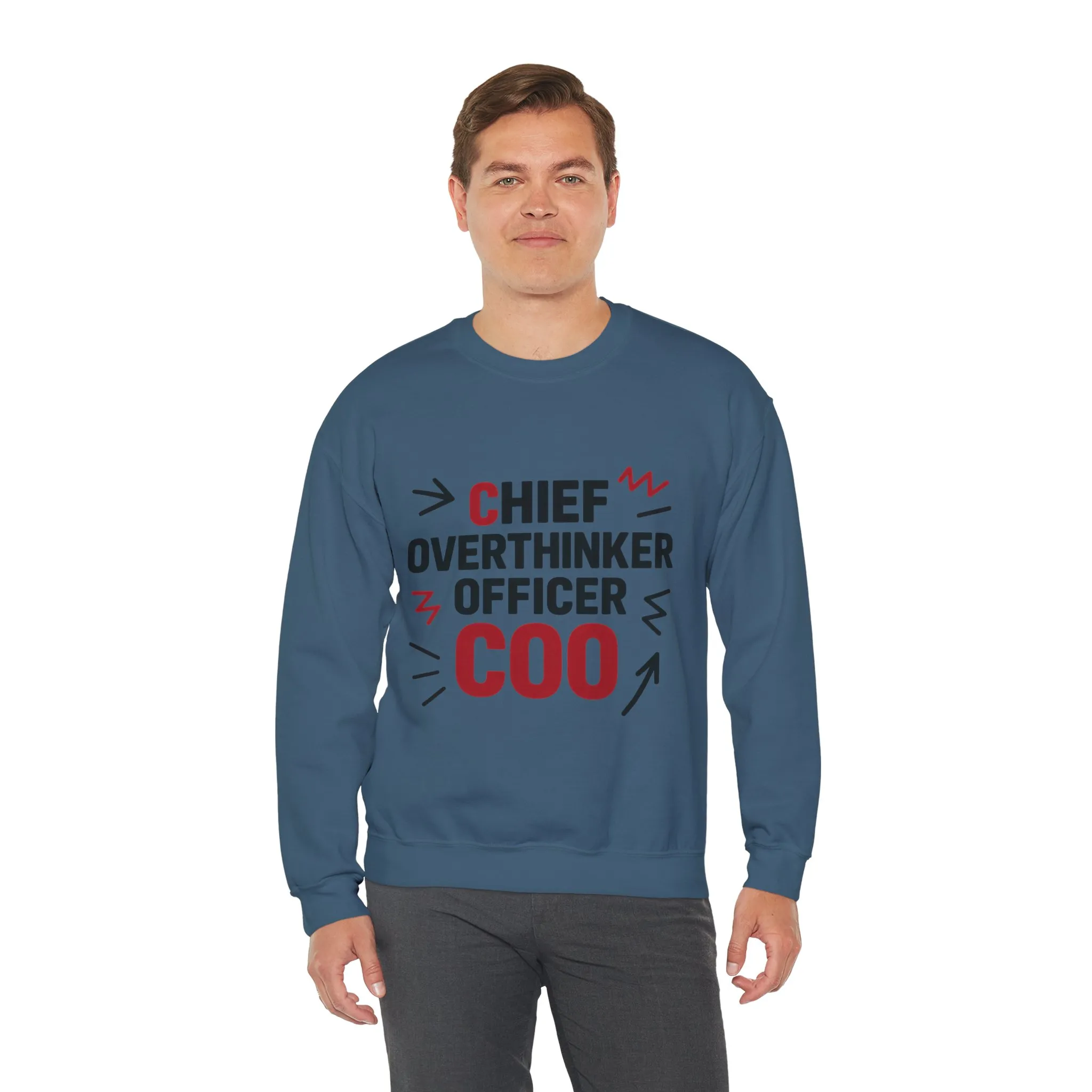 Chief Overthinker Officer Men's Sweatshirt, COO Funny Office Humor Graphic Pullover, Men's Heavy Blend™ Crewneck Sweatshirt - Image 28