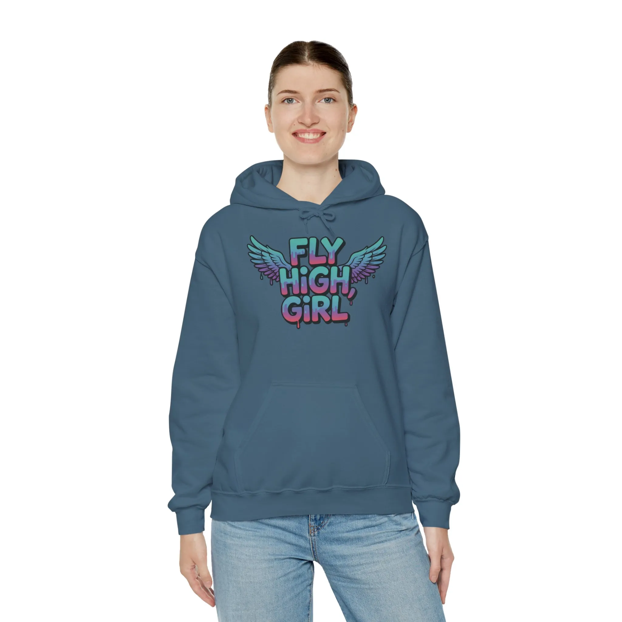 Women's Hoodie Fly High Girl, Angel Wings Graffiti Drip Graphic Pullover, Streetwear Hoodie - Image 20