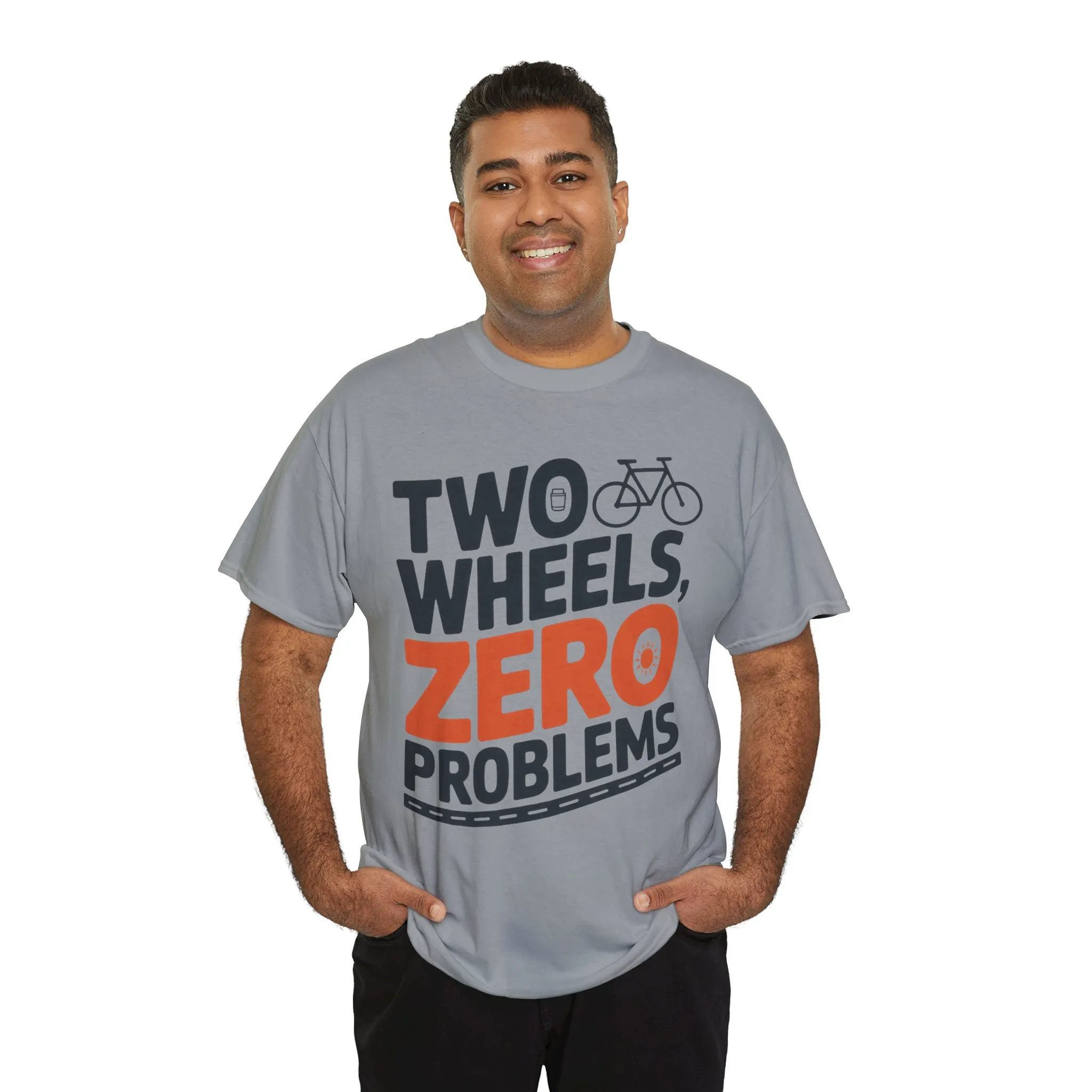 Two Wheels Zero Problems Mens Graphic Biker T-Shirt, Bike Humor Tee, Biker Gift - Image 9