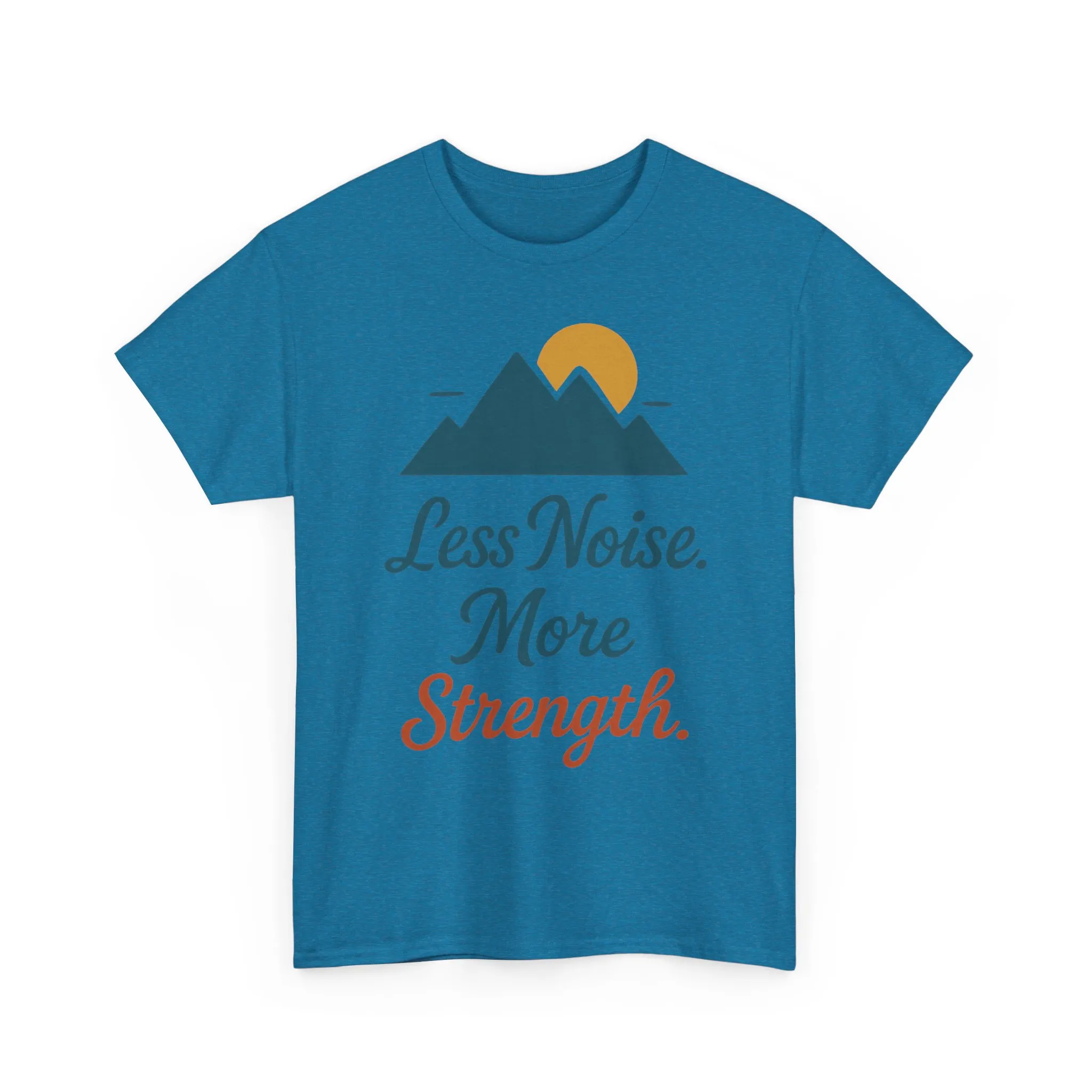 Mens Less Noise More Strength Mountain T-Shirt, Motivational Gym Hiking Tee - Image 25