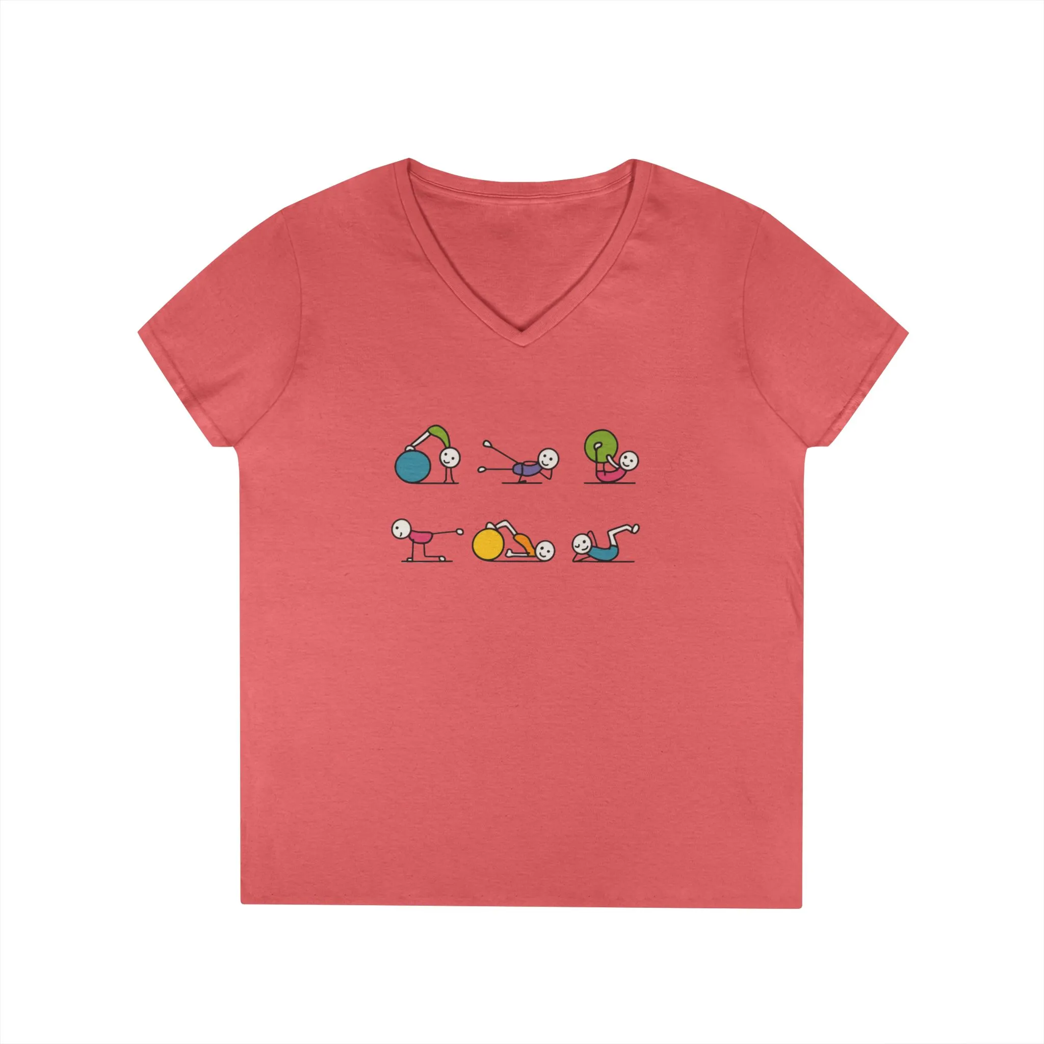 Ladies V-Neck T-Shirt, Fit Fun Pilates Figure Womens T-Shirt, Cute Workout Tee, Funny Yoga Gym Top for Women - Image 4