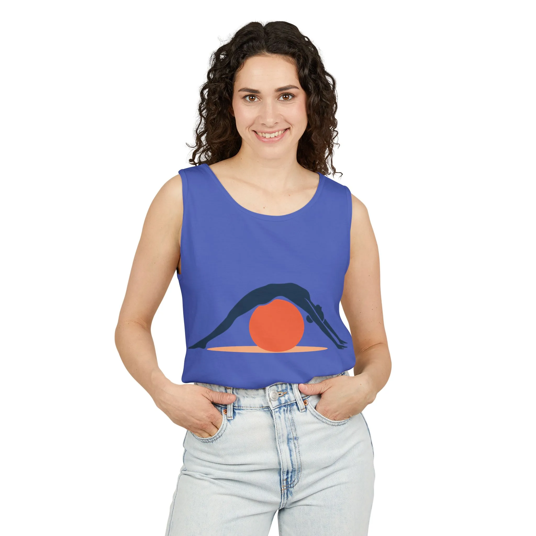 Womens Garment-Dyed Tank Top, Womens Pilates Tank Top, Yoga Fitness Graphic Top, Cute Workout Activewear Shirt - Image 17