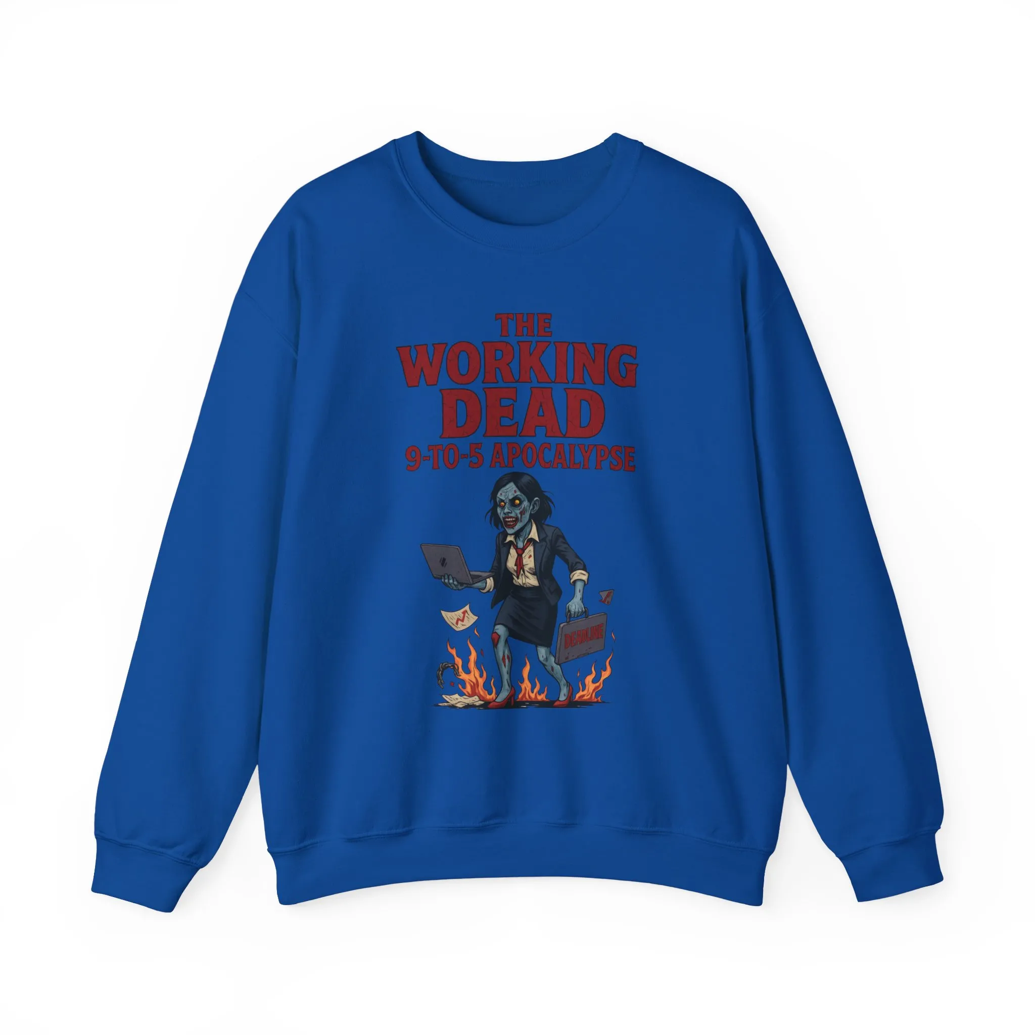 Women's The Working Dead 9-to-5 Apocalypse Sweatshirt, Funny Office Zombie Horror Pullover, Halloween Zombie Work Top - Image 19