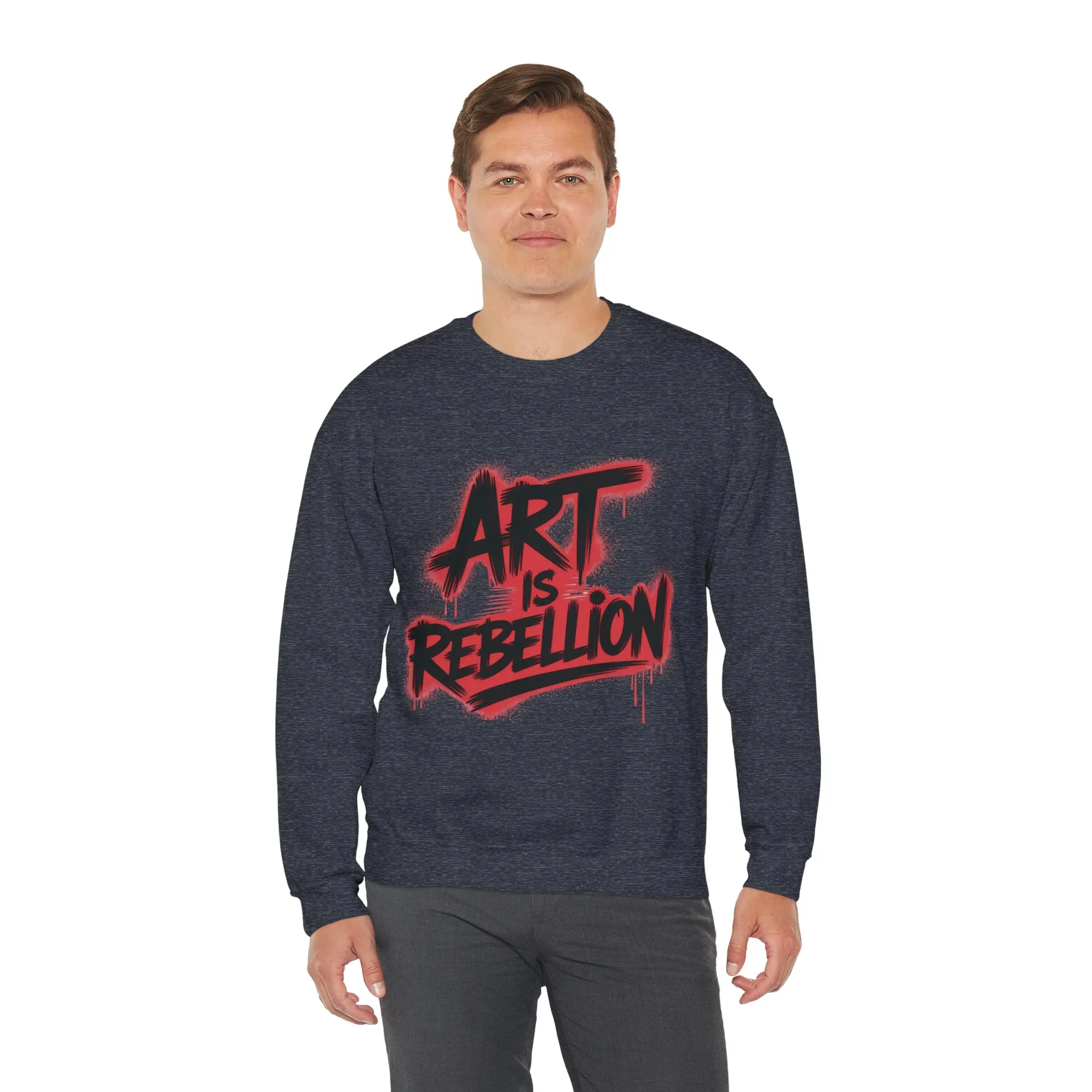 Men's Heavy Blend™ Crewneck Sweatshirt, Art Is Rebellion Men's Crewneck Sweatshirt, Graffiti Street Art Pullover, Urban Rebellion Streetwear - Image 4