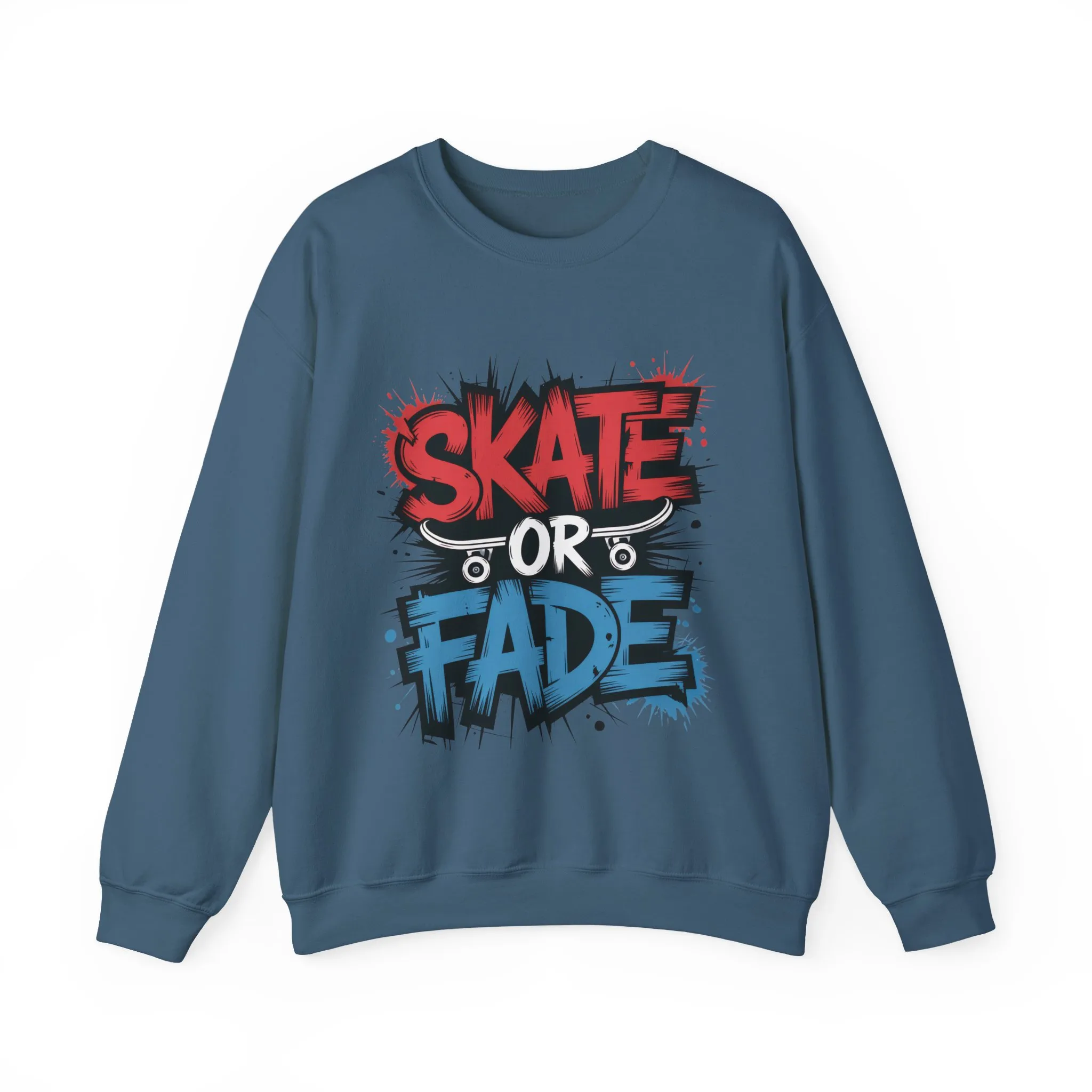 Skate Or Fade Men's Crewneck Sweatshirt, Graffiti Skateboarding Pullover, Urban Streetwear Top, Men's Heavy Blend™ Crewneck Sweatshirt - Image 2