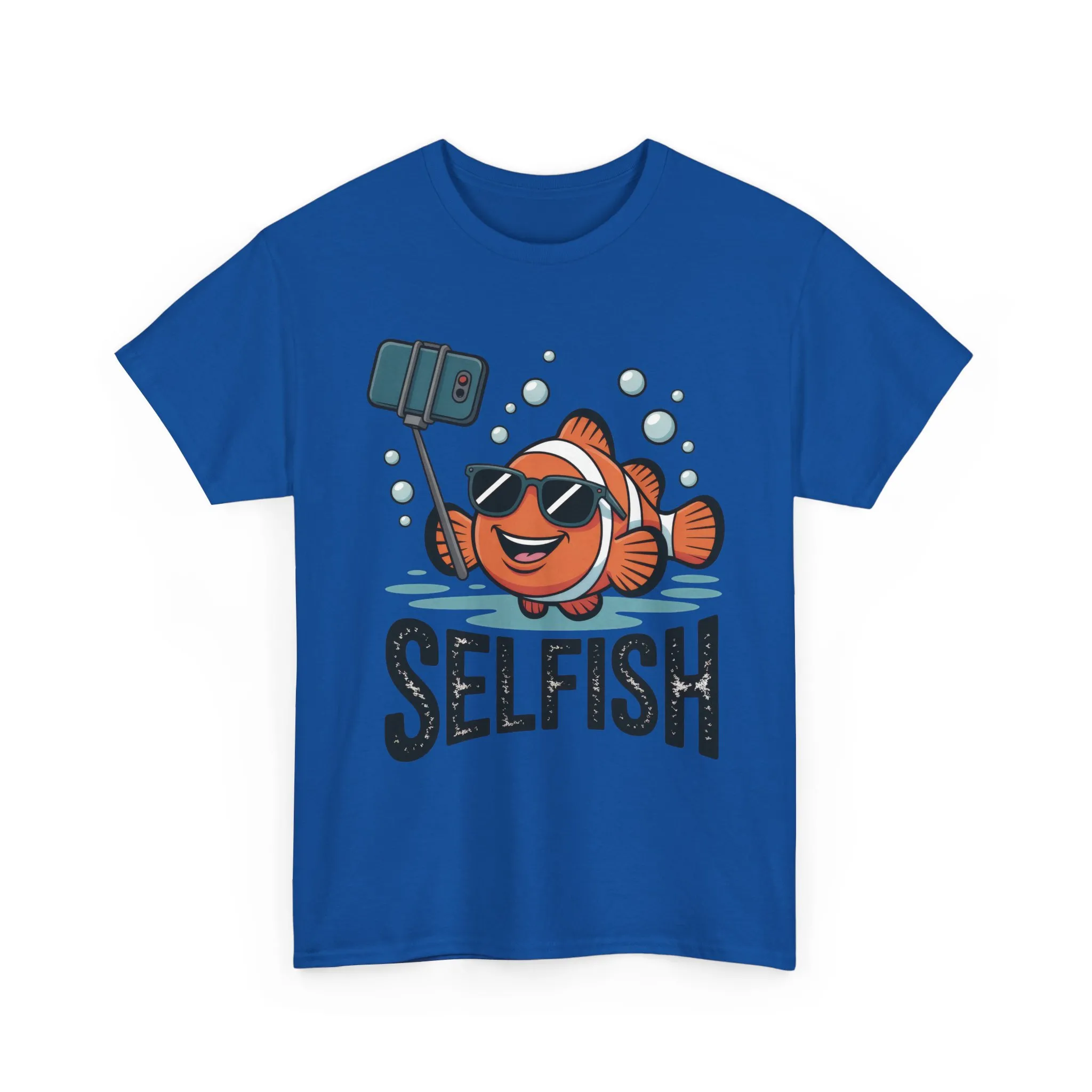 Unisex Heavy Cotton Tee, Mens Selfish Funny Fish T-Shirt, Cute Selfie Graphic Tee, Ocean Humor Shirt - Image 25