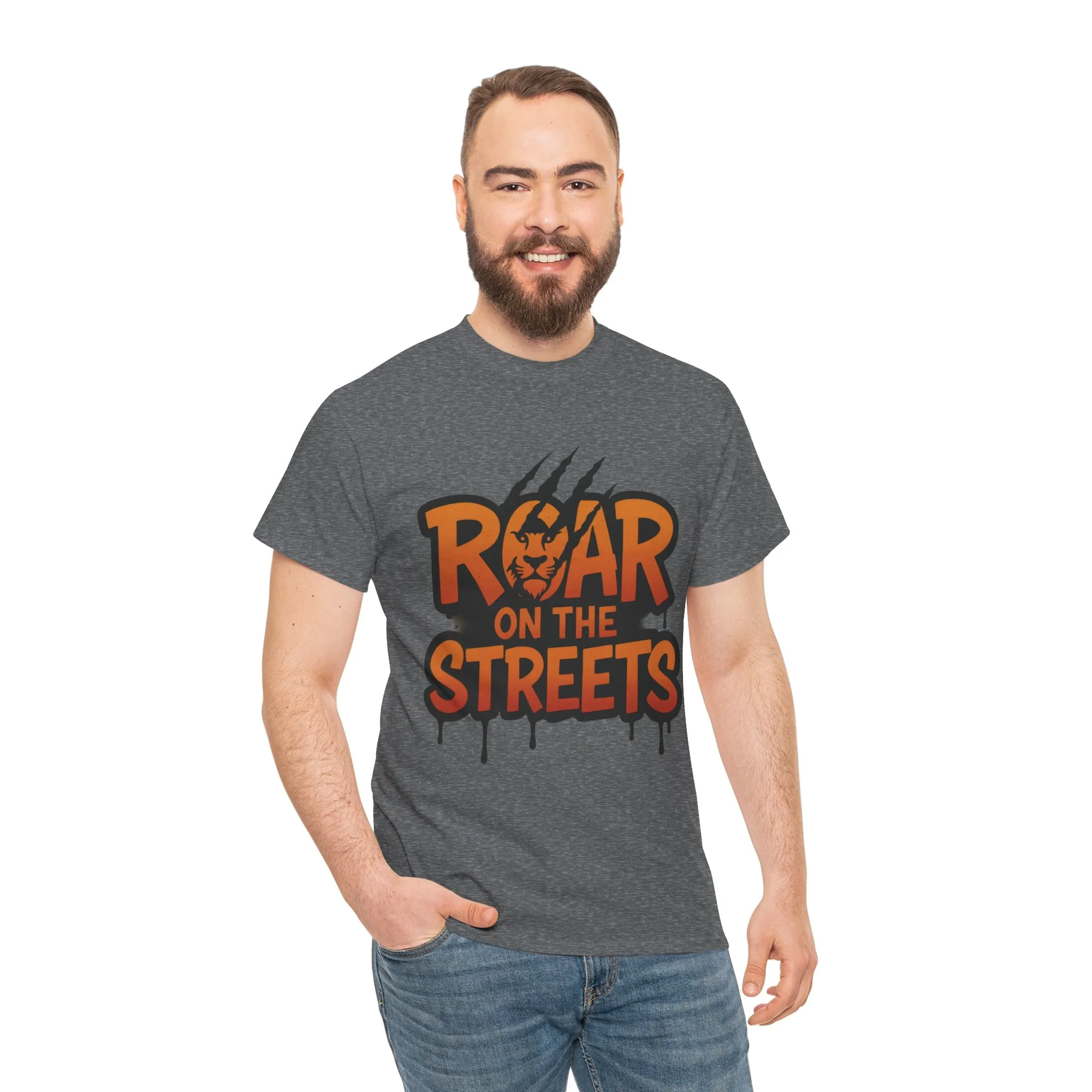 Roar on the Streets Lion Graphic Mens Urban T-Shirt, Lion Shirt - Image 11