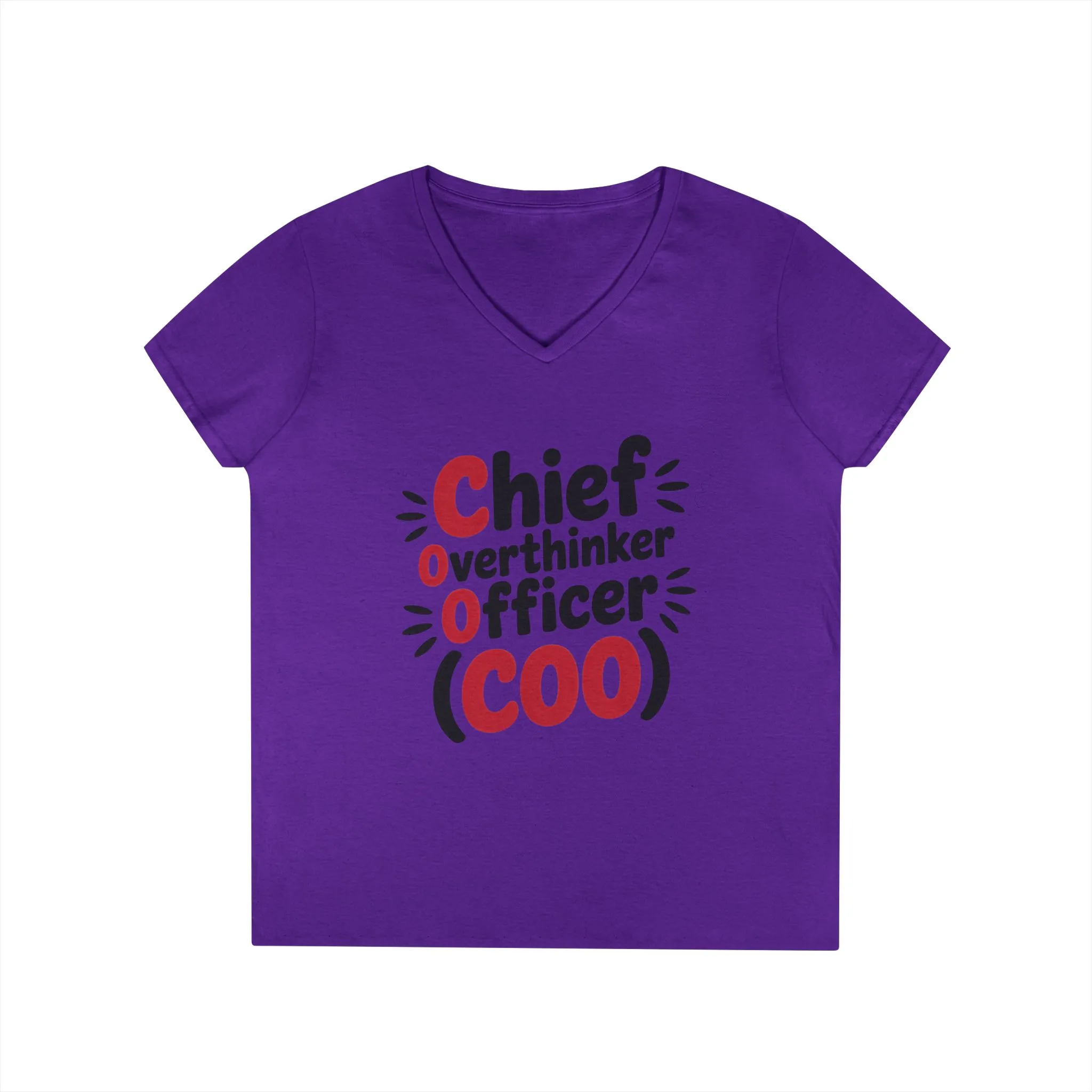 Ladies' V-Neck T-Shirt, Women's COO T-Shirt, Chief Overthinker Officer Funny Graphic Tee, Sarcastic Work Shirt - Image 22
