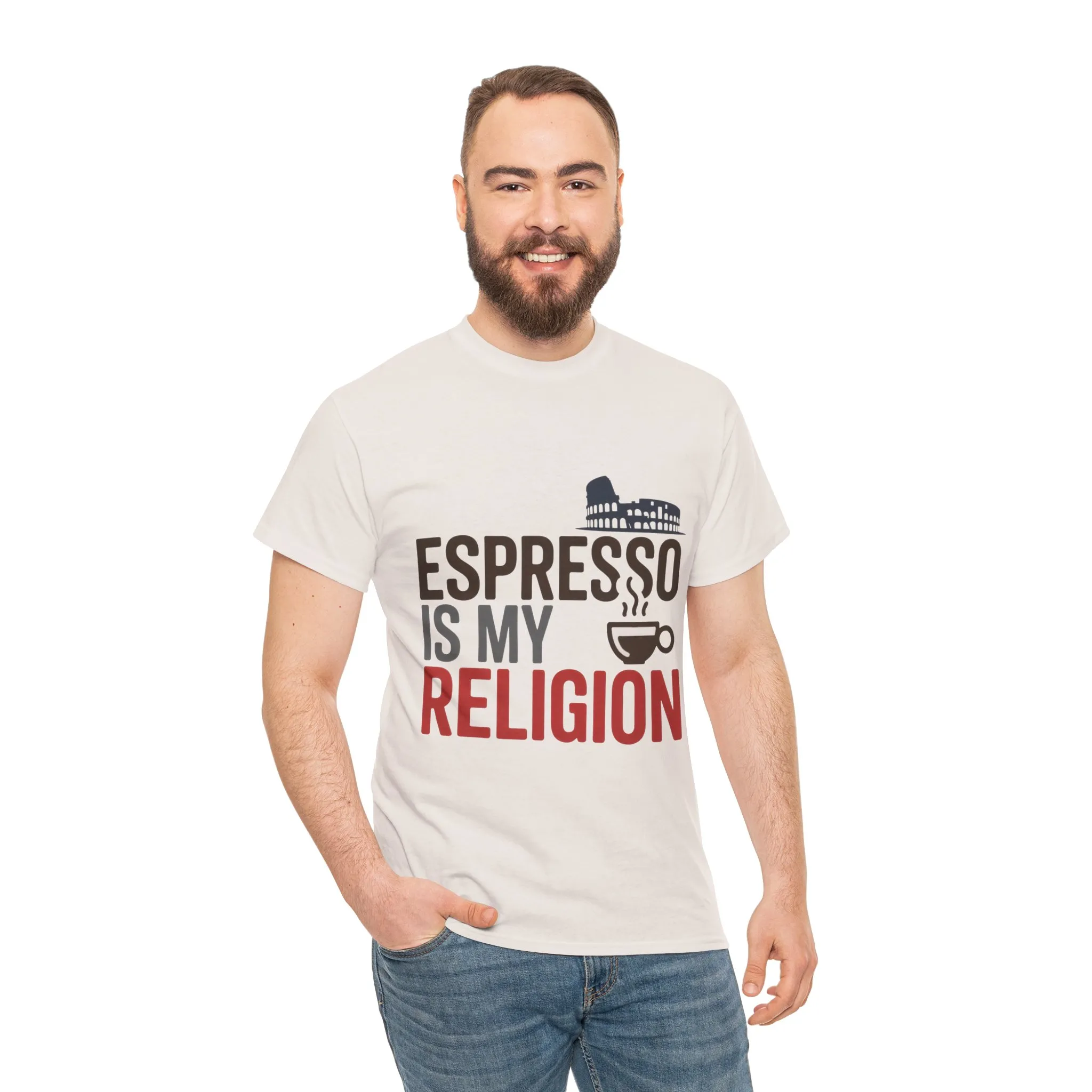 Espresso Is My Religion Coffee Rome Graphic Mens T-Shirt, Coffee Lover Gift - Image 8