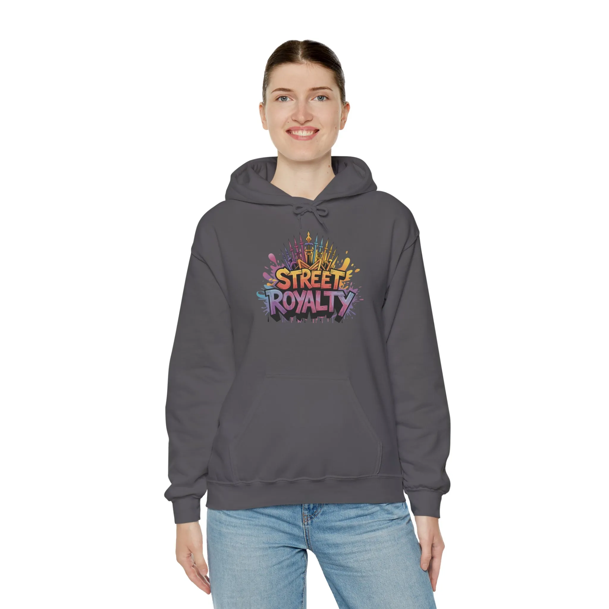 Street Royalty Women's Hoodie, Graffiti Crown Graphic Pullover, Urban Streetwear Sweatshirt for Girls - Image 2
