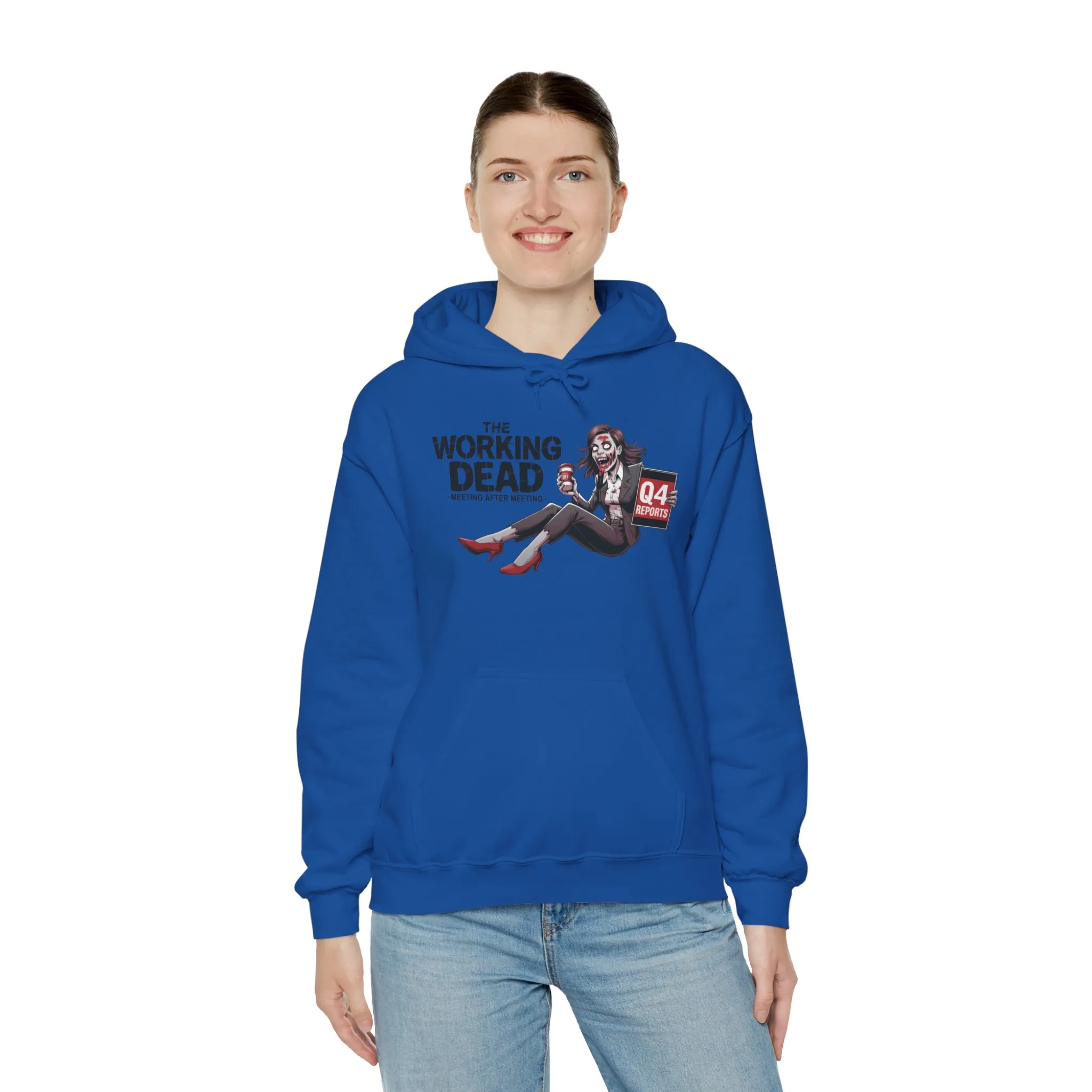 The Working Dead Women's Zombie Hoodie, Funny Office Meeting Sweatshirt, Halloween Zombie Top, Halloween Work Top - Image 28