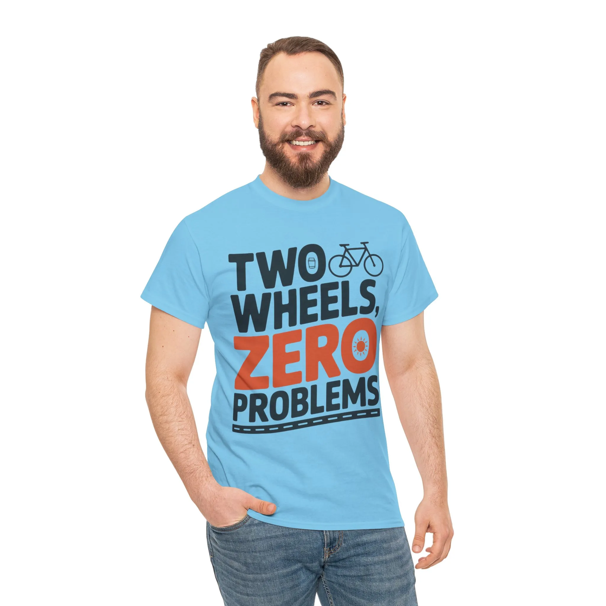 Two Wheels Zero Problems Mens Graphic Biker T-Shirt, Bike Humor Tee, Biker Gift - Image 14