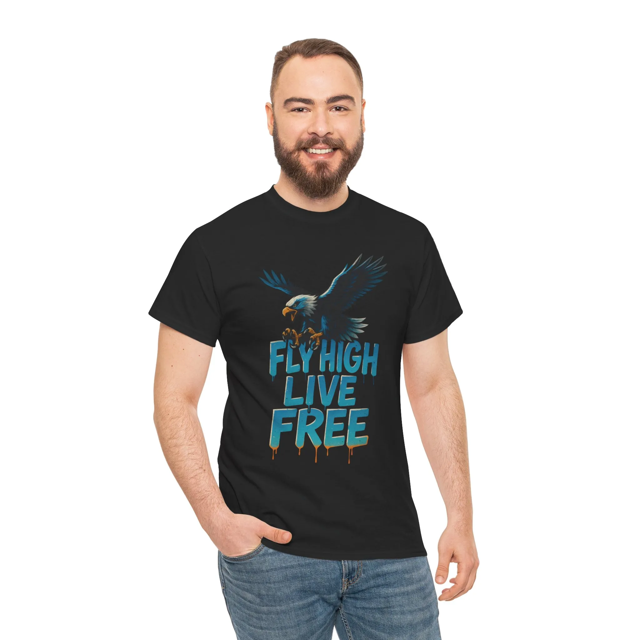 Fly High Live Free Eagle Graphic Mens T-Shirt, Eagle Tee, Fly Free Tee, Wild Flight - Image 5
