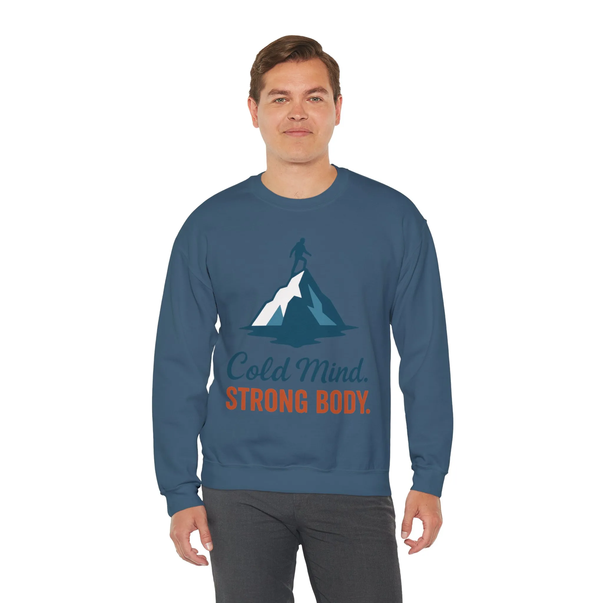 Mens Heavy Blend™ Crewneck Sweatshirt, Cold Mind Strong Body Sweatshirt, Nordic Mountain Minimalist Pullover - Image 28