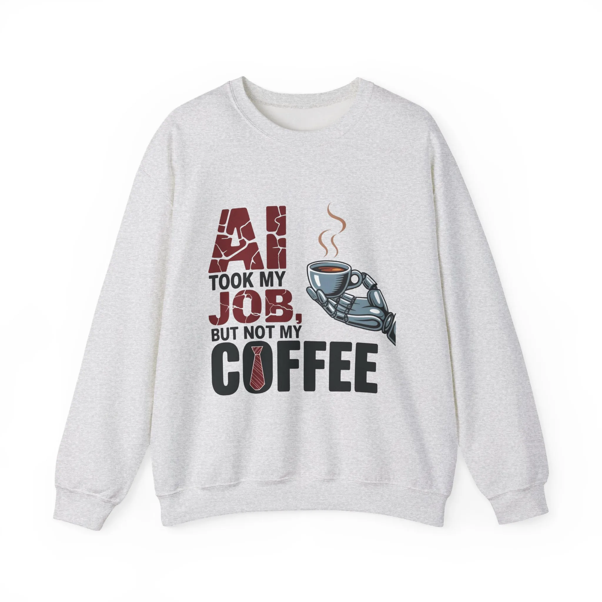 Men's AI Coffee Sweatshirt, Funny Robot Humor Pullover, Geek Sarcastic Job Joke Top, Men's Heavy Blend™ Crewneck Sweatshirt, Office Humor - Image 4