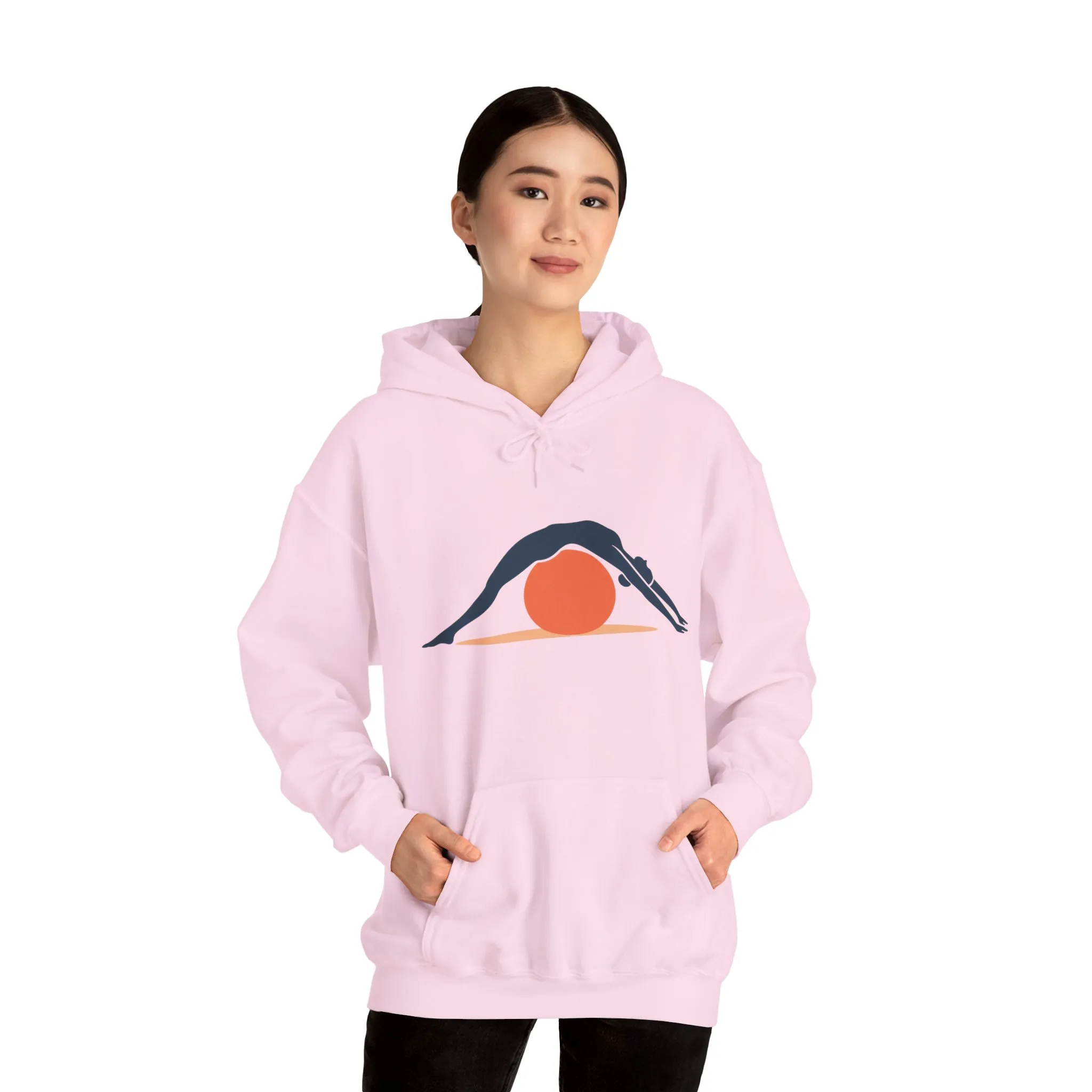 Womens Heavy Blend™ Hooded Sweatshirt, Womens Pilates Hoodie, Yoga Fitness Graphic Hooded Sweatshirt, Workout Activewear Top