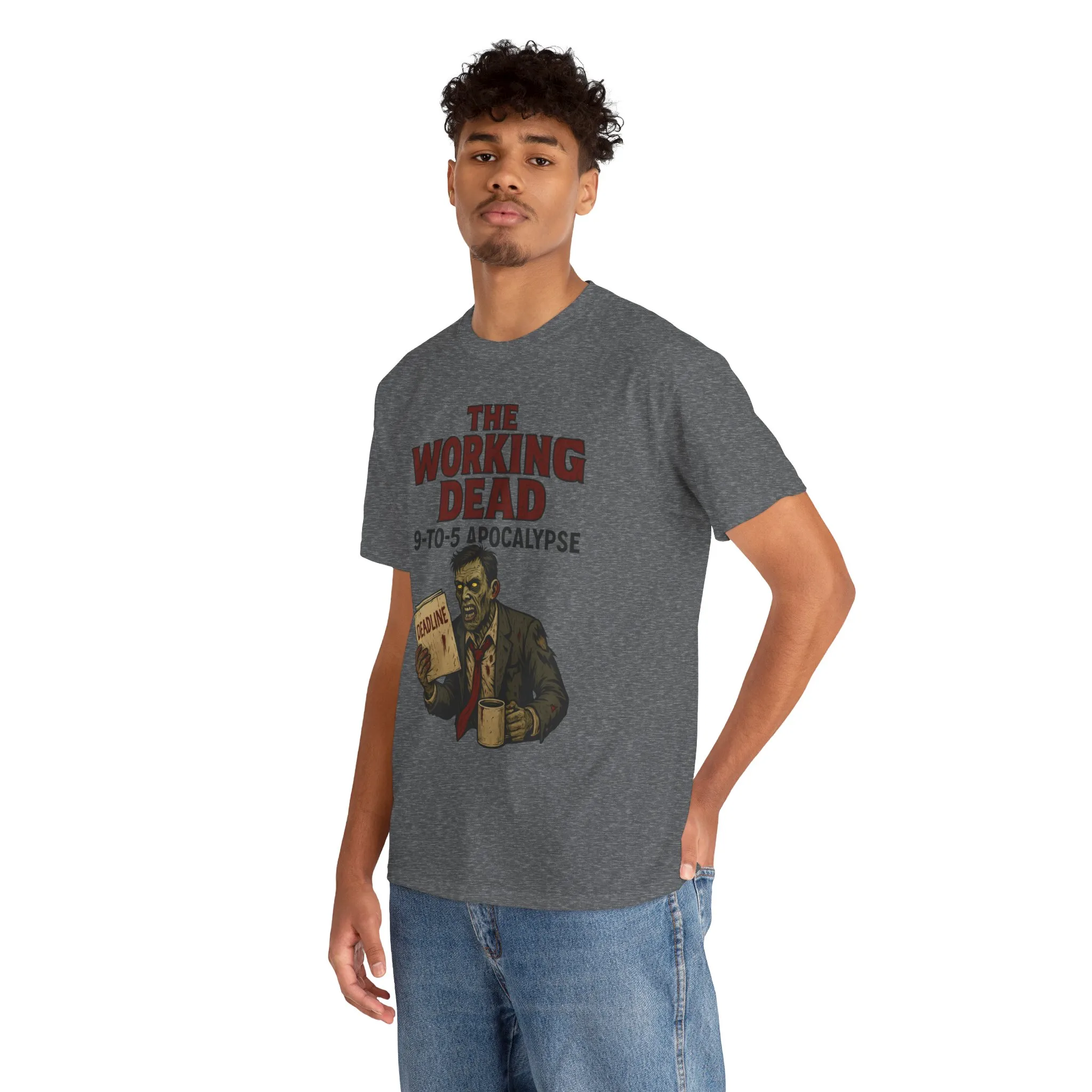 The Working Dead 9-to-5 Apocalypse Men's T-Shirt, Funny Horror Office Zombie Tee, Halloween Zombie Top, Work Humor Sweatshirt - Image 14