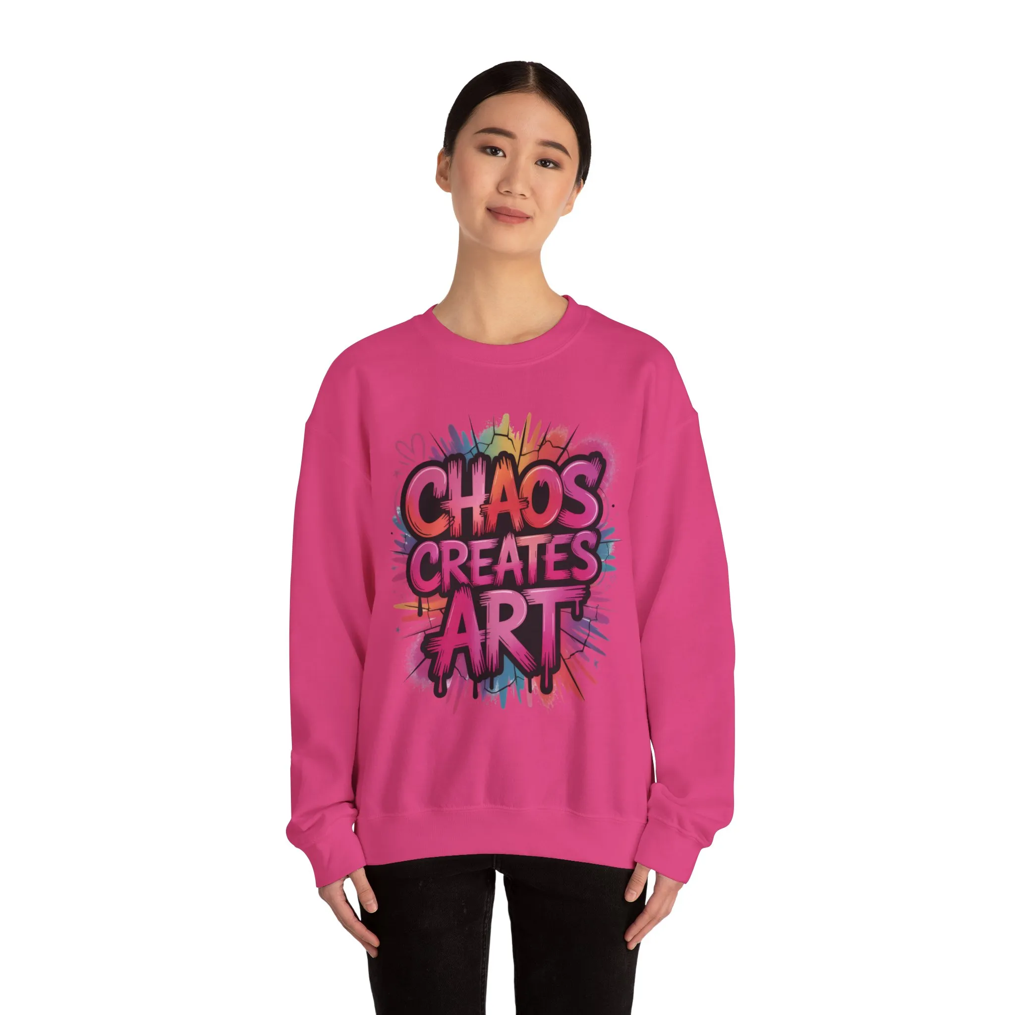 Women's Heavy Blend™ Crewneck Sweatshirt, Chaos Creates Art Graffiti Sweatshirt Women's Oversized - Image 23