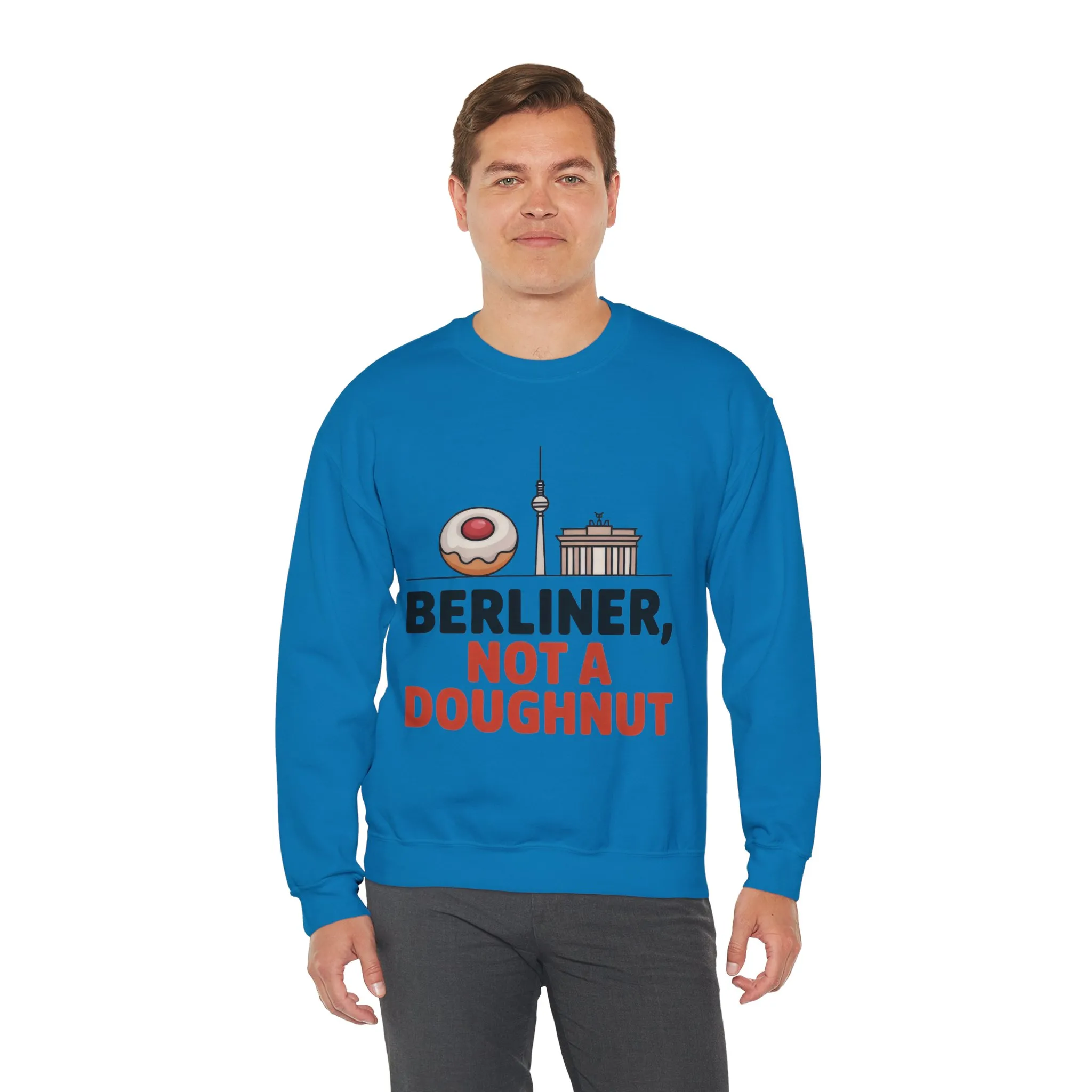 Mens Heavy Blend™ Crewneck Sweatshirt, Berliner Not a Doughnut Funny Berlin Mens Sweatshirt - Image 21