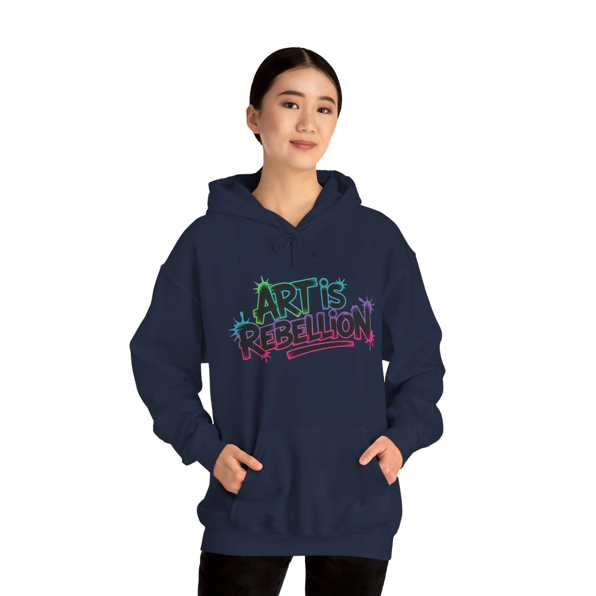Art Is Rebellion Hoodie, Women's Graffiti Street Art Hooded Sweatshirt, Rebel Graphic Statement Pullover, Heavy Blend™ Hooded Sweatshirt - Image 17