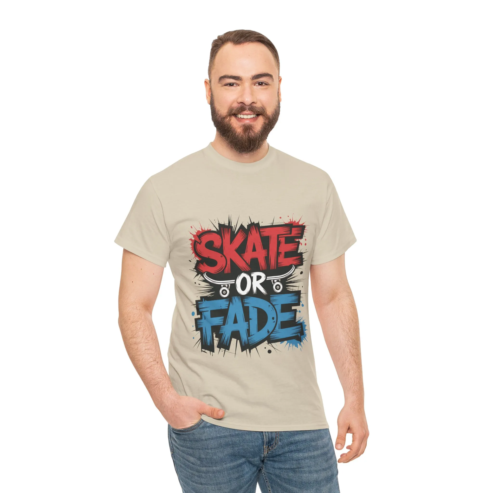 Skate Or Fade Men's T-Shirt, Graffiti Skateboarding Graphic Tee, Urban Streetwear Skater Top - Image 5