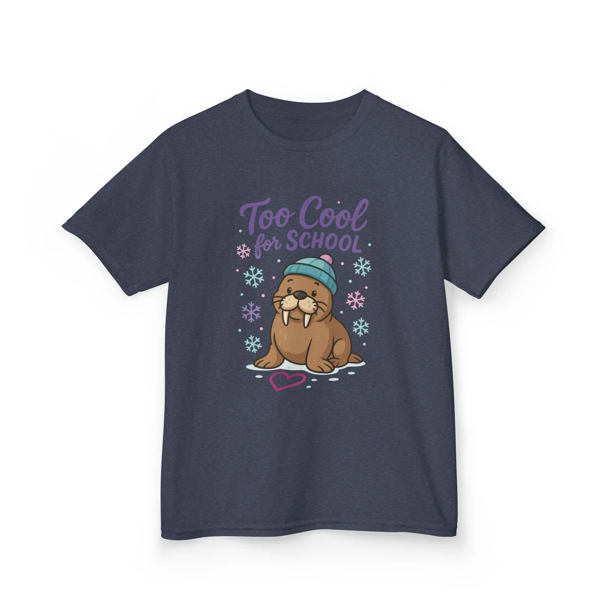 Kids Heavy Cotton™ Tee, Kids Too Cool for School Walrus T-Shirt, Cute Animal Graphic Tee, Funny Winter Shirt - Image 16